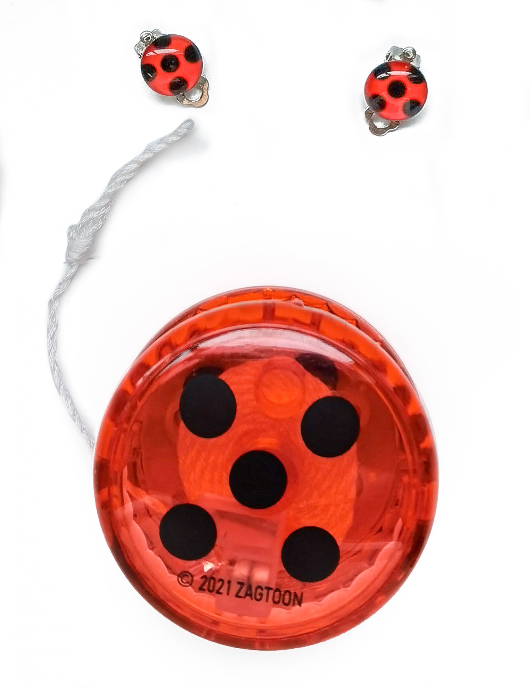 Kit yoyo lumineux et boucles d'oreilles Ladybug Miraculous enfants