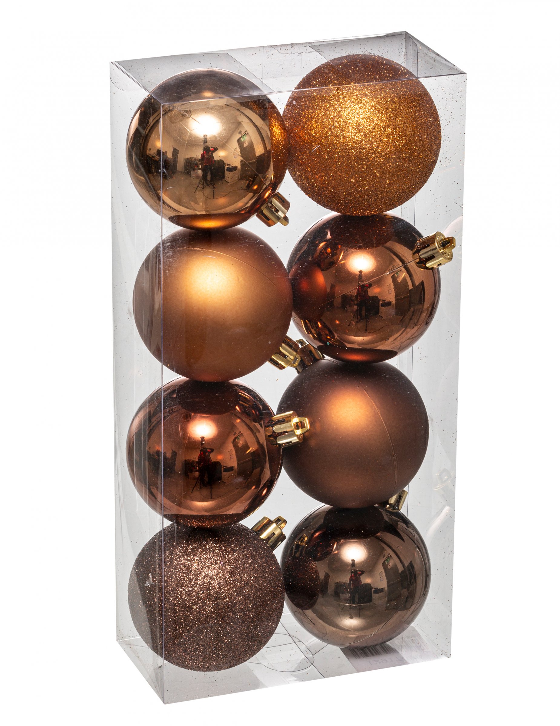 8 Boules de noël bronze 7 cm