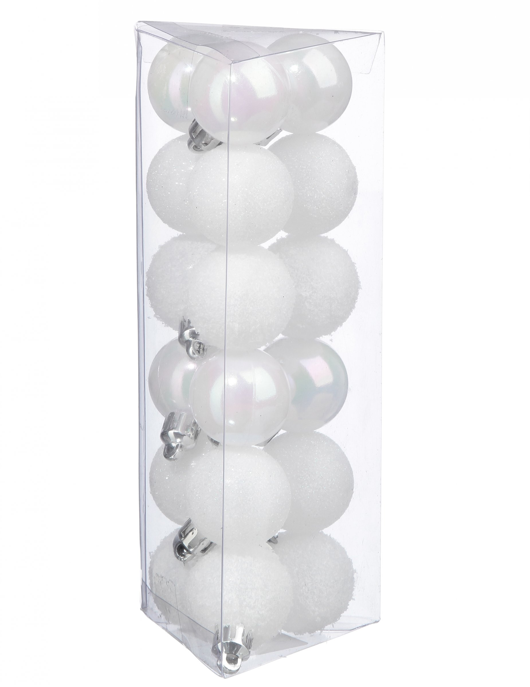 18 Mini boules de noël blanches 3 cm