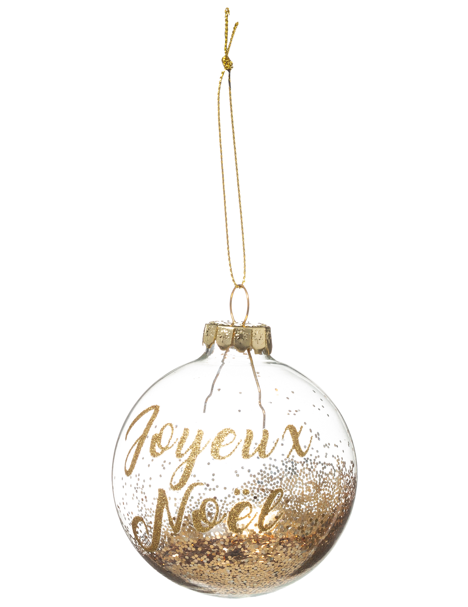 Boule de noël en plastique paillettes dorées 7 cm
