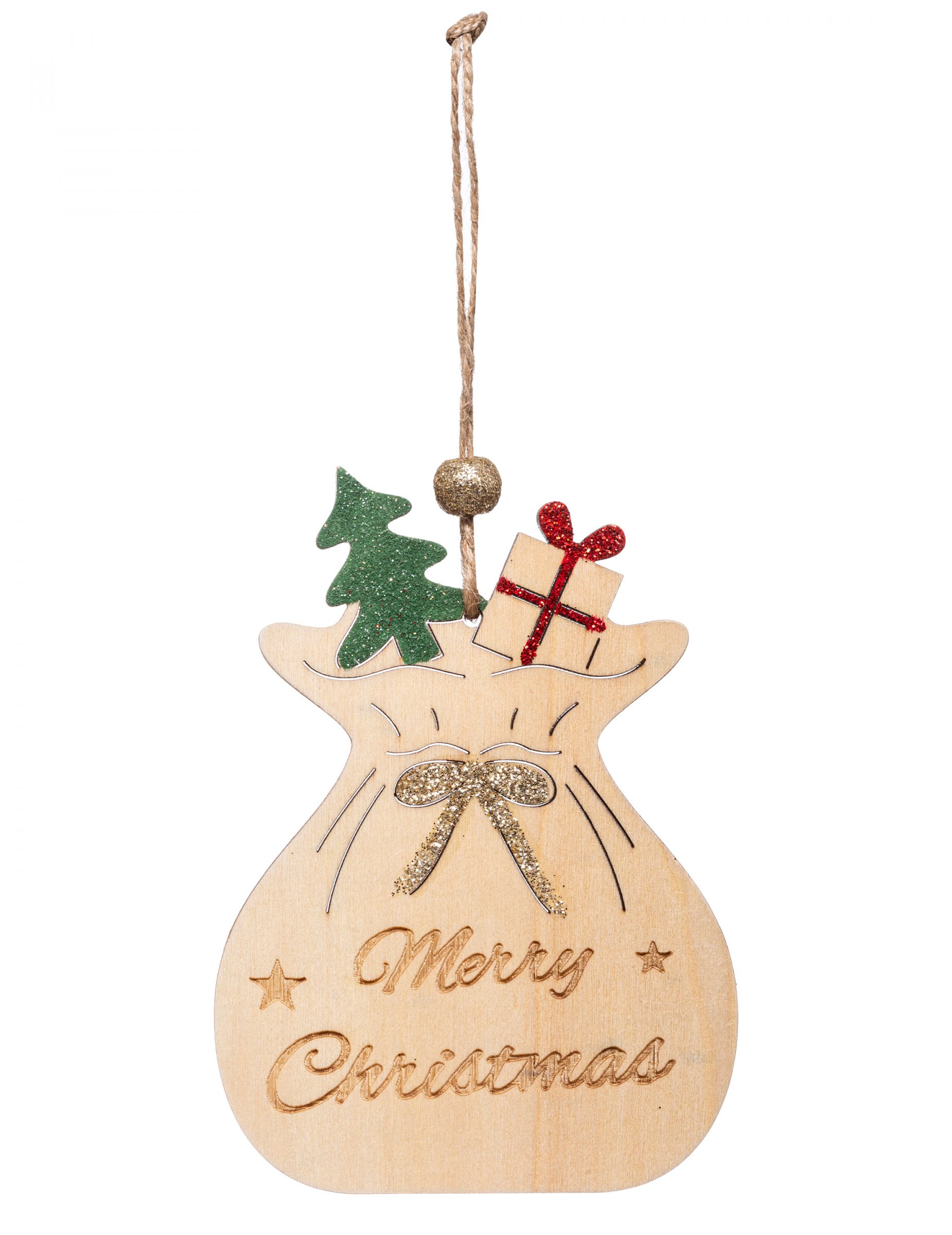 Suspension en bois hotte du père Noël 11 cm