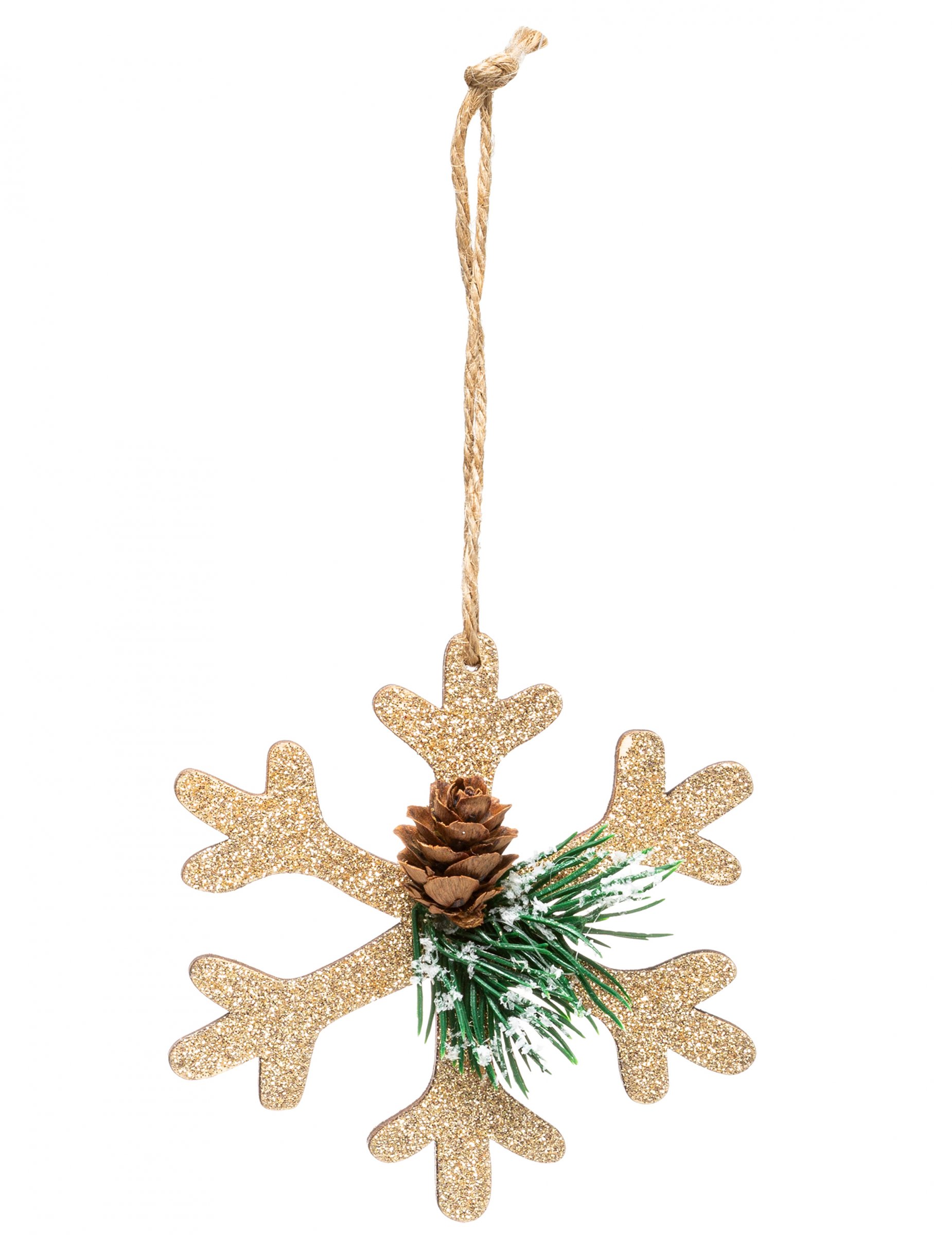 Suspension flocon doré nature 10 cm