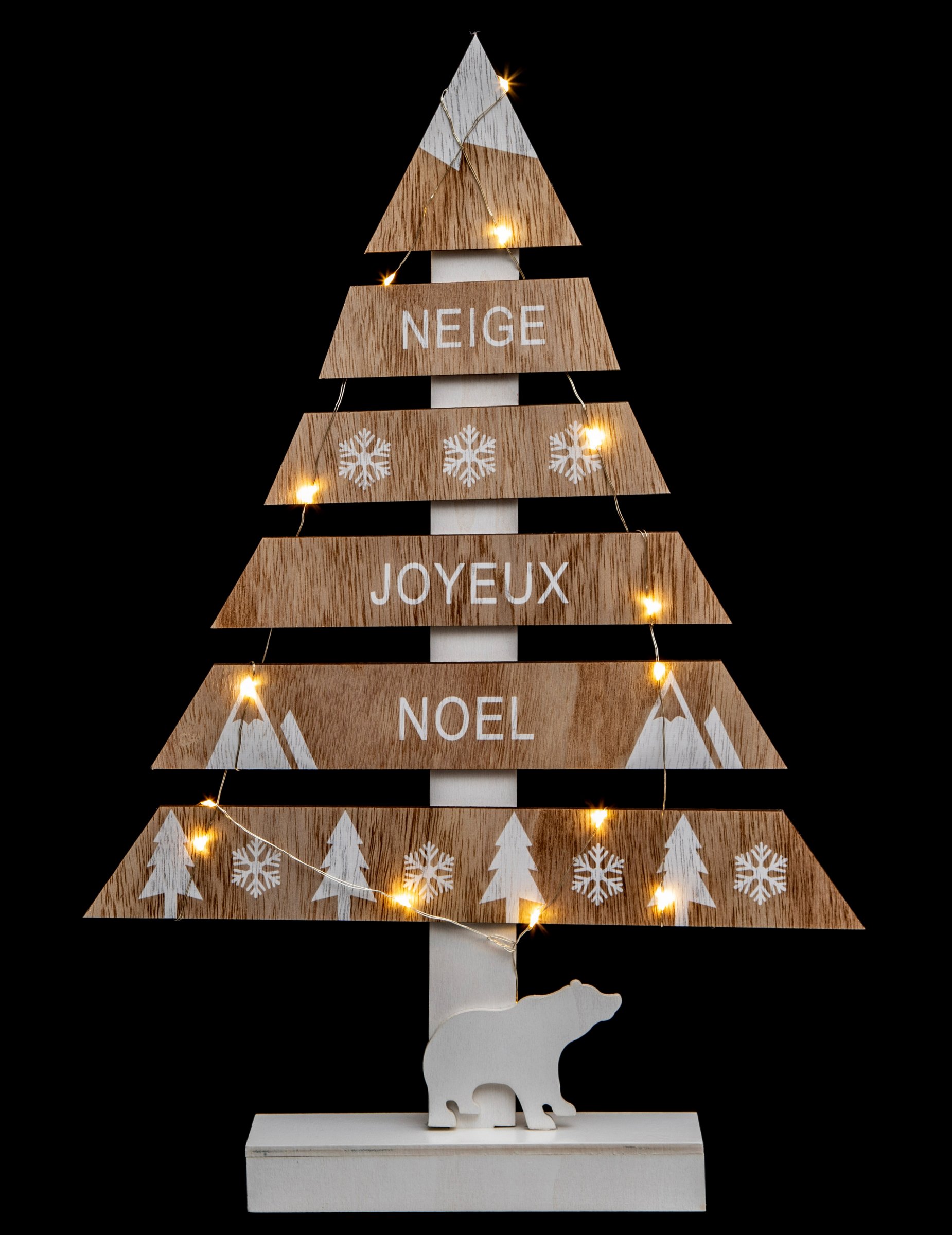 Sapin lumineux en bois Joyeux Noël 50 cm