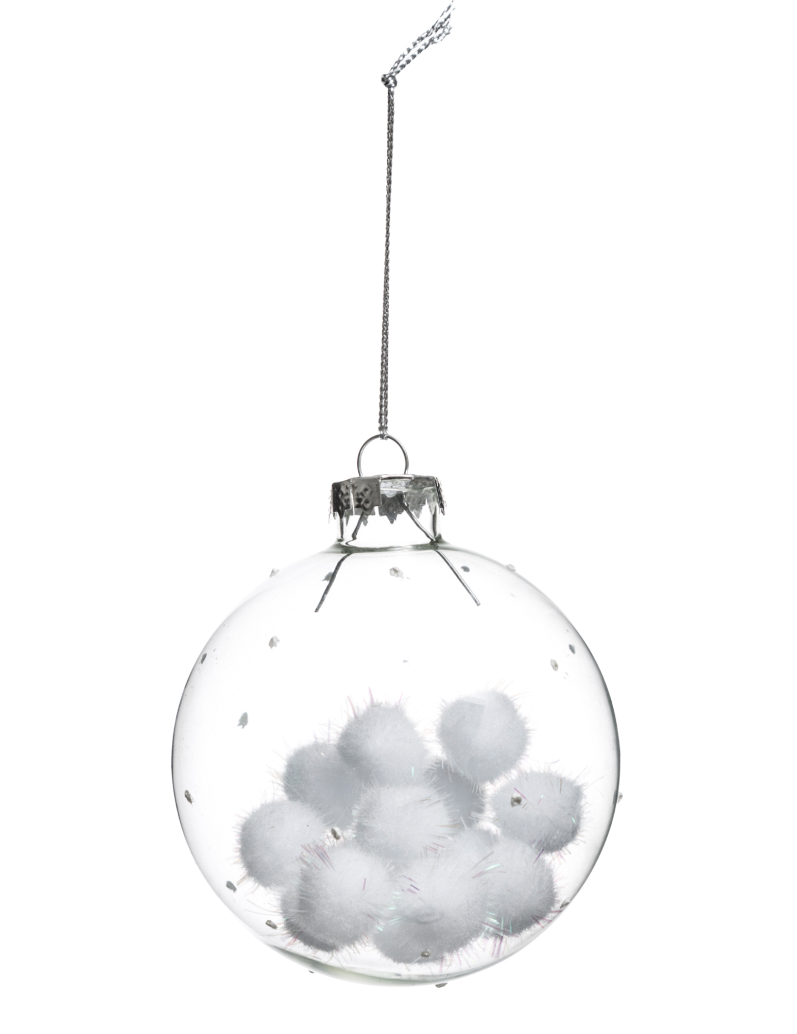 Boule de noël en verre boules de coton 8 cm