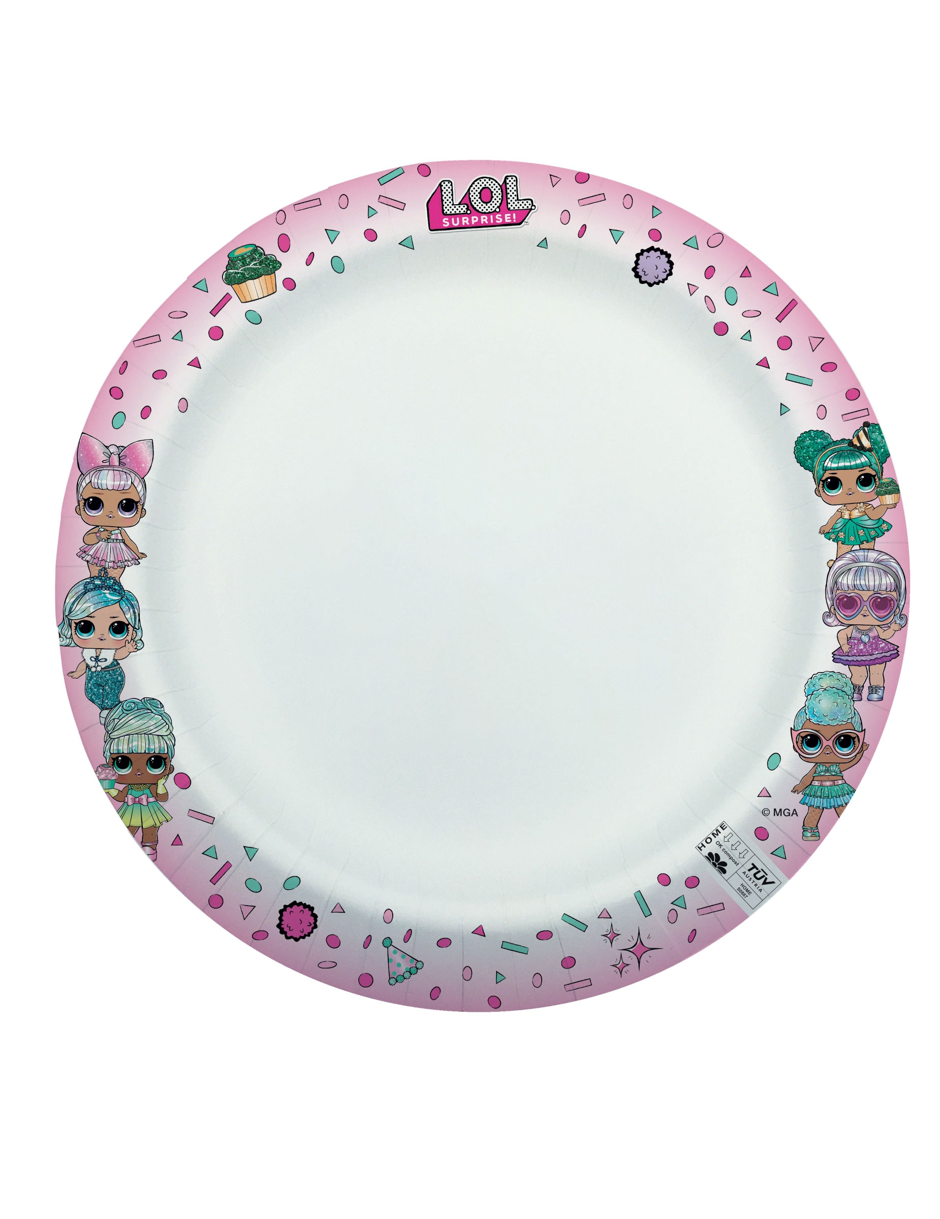 8 Assiettes en carton home compostable LOL Surprise 24 cm