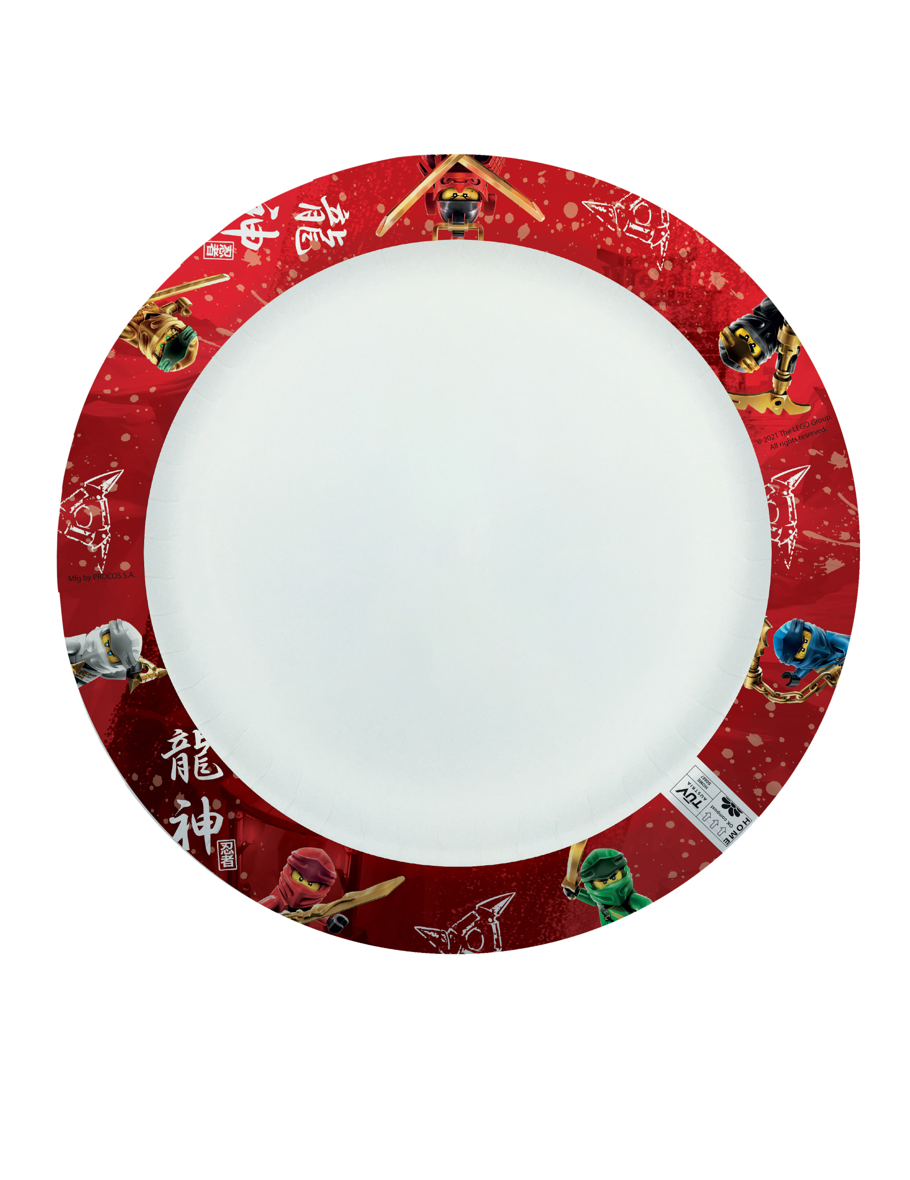 8 Assiettes en carton home compostable Lego Ninjago 24 cm