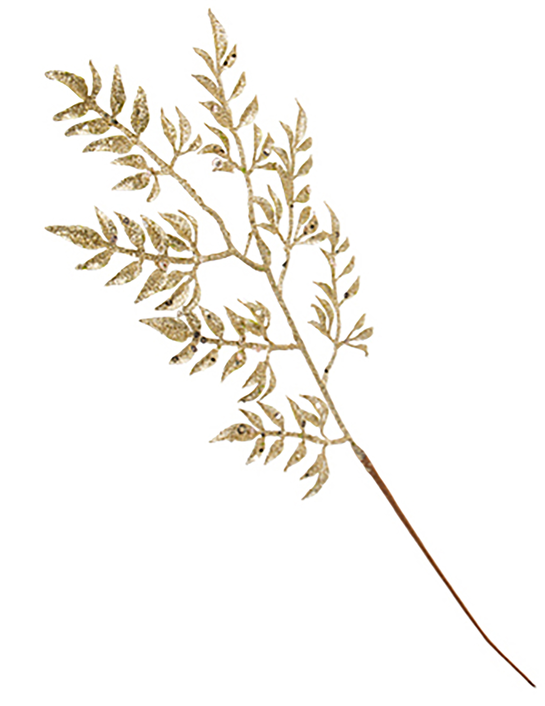 Branche de feuillage paillettes champagne 65 cm