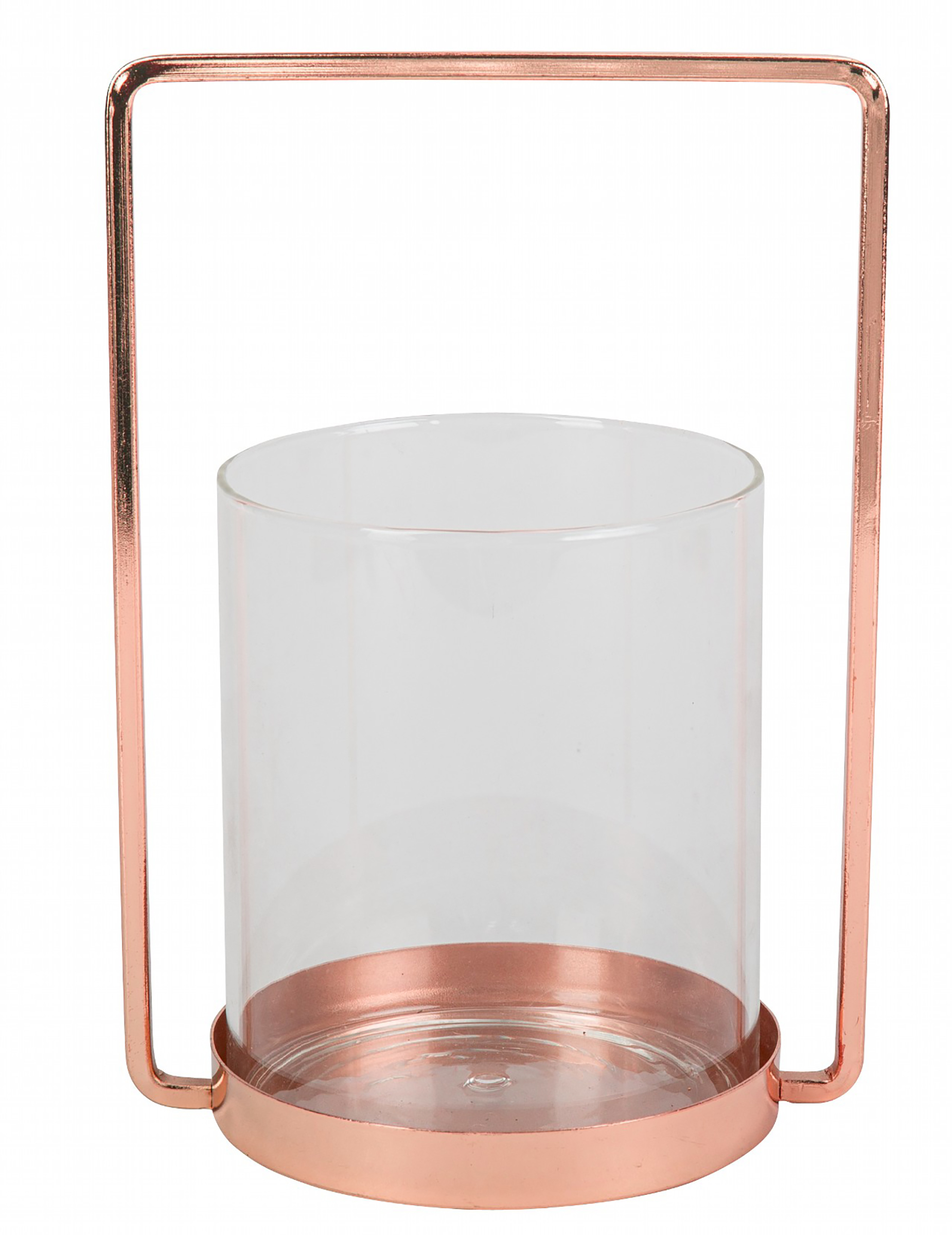 Photophore en verre cadre rose gold 19,5 cm