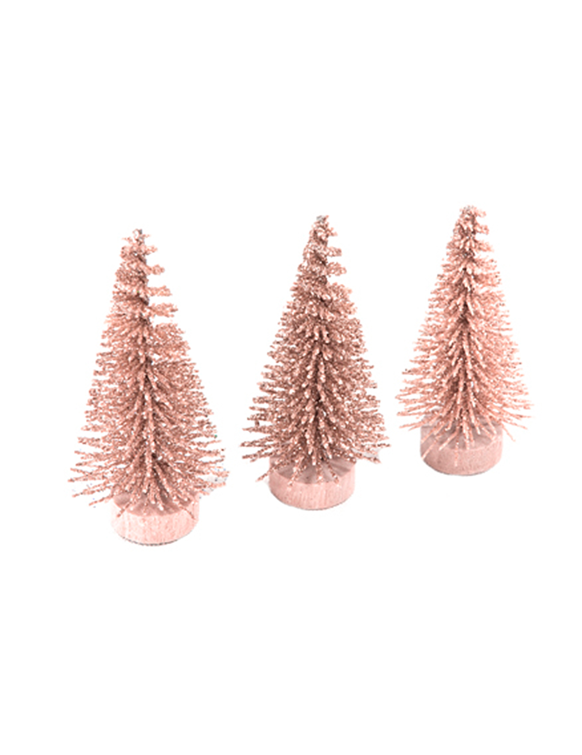 3 Petits sapins artificiels rose gold 5,5 x 2,5 cm