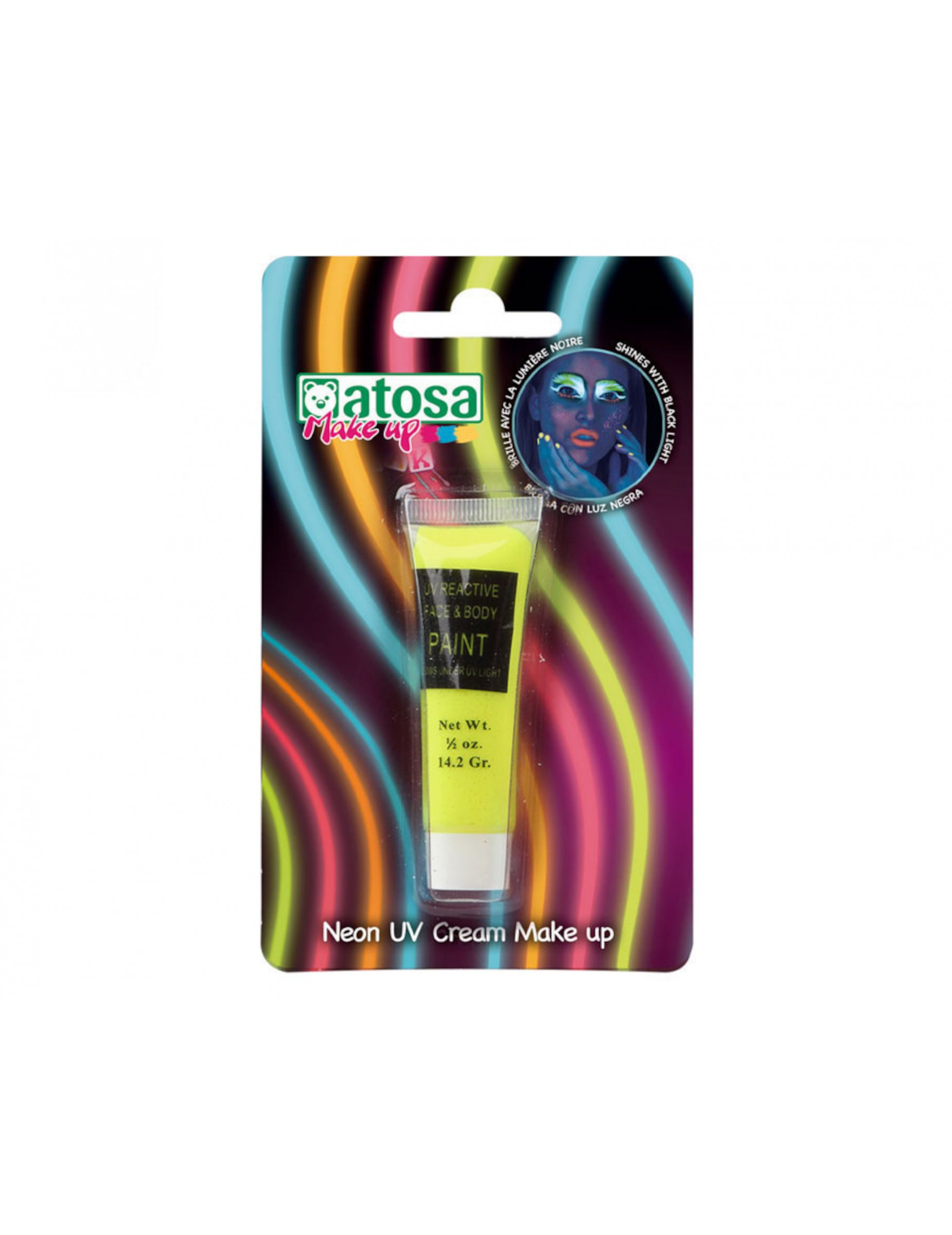 Tube de maquillage néon jaune UV