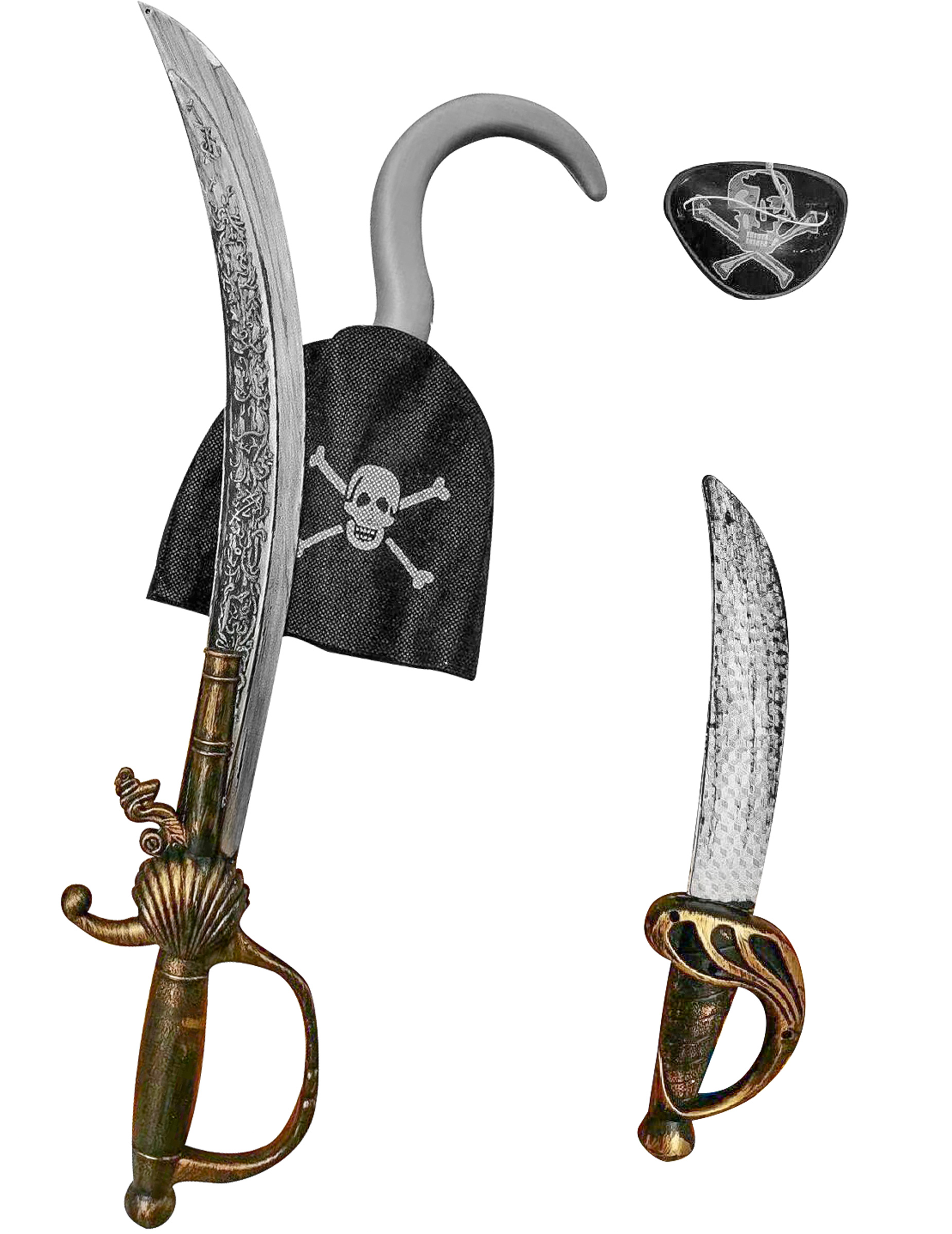 Kit d'accessoires de pirate avec 2 sabres, cache-oeil et crochet