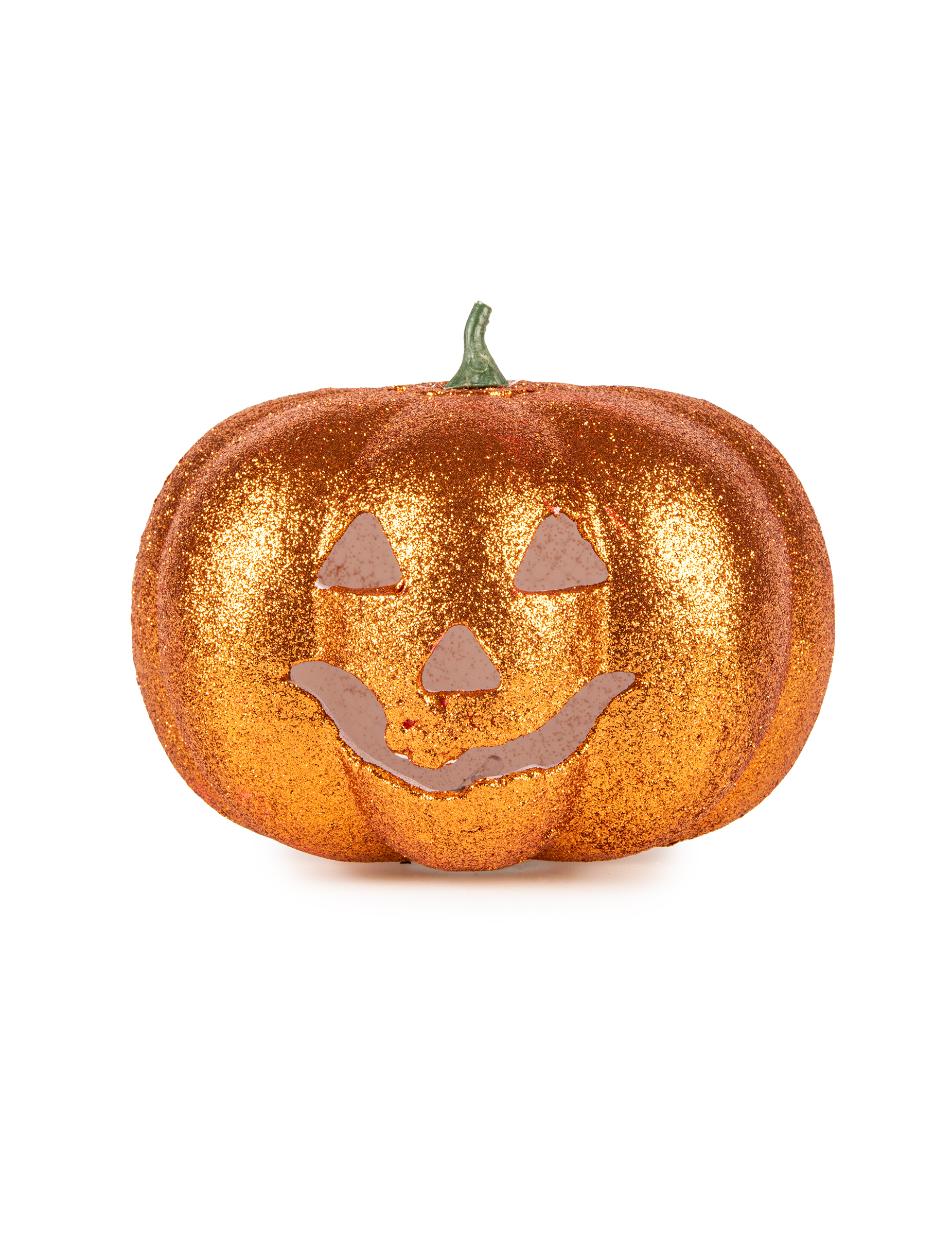 Citrouille Halloween lumineuse pailletée 17 cm