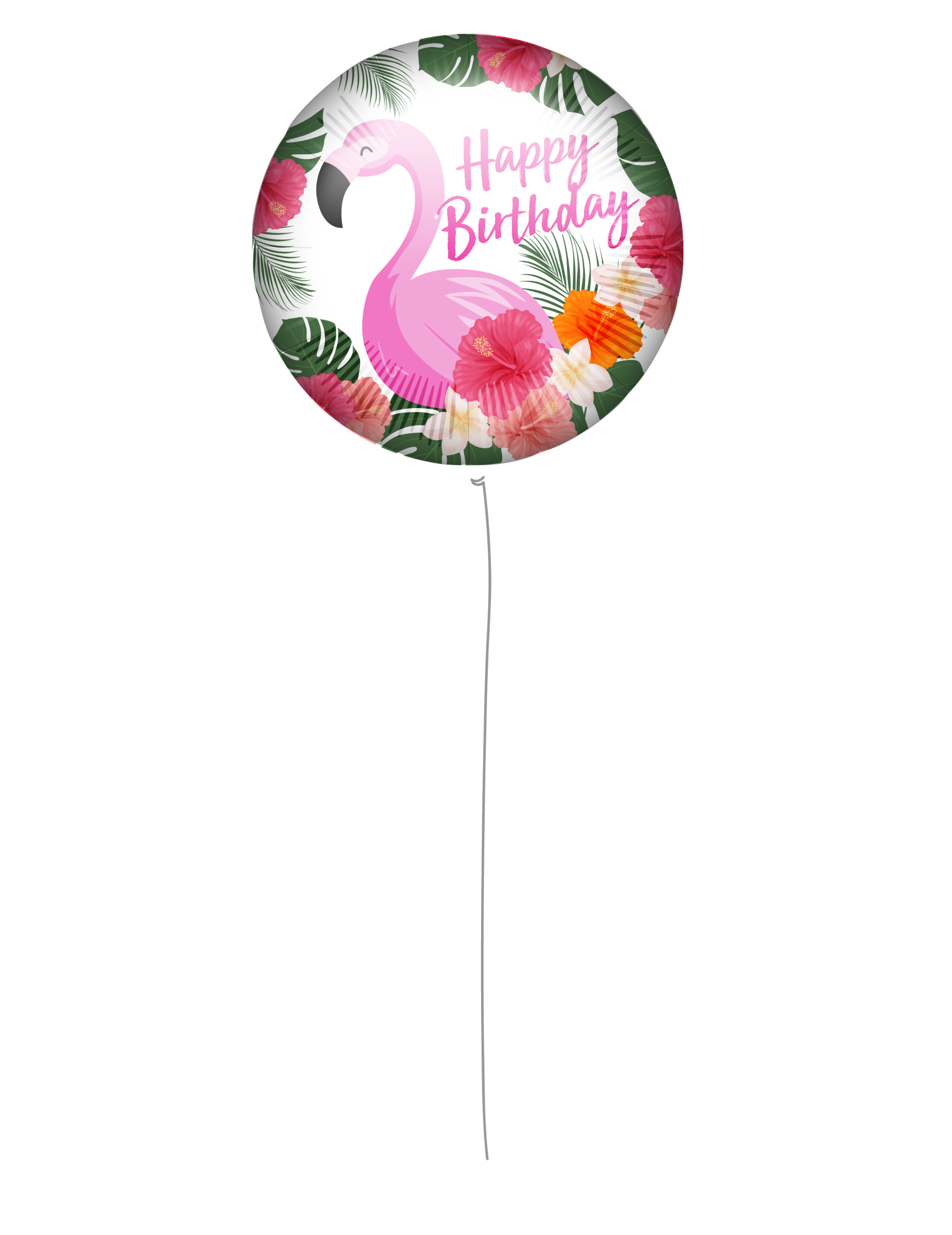 Ballon en aluminium Happy Birthday Flamant rose 46 cm
