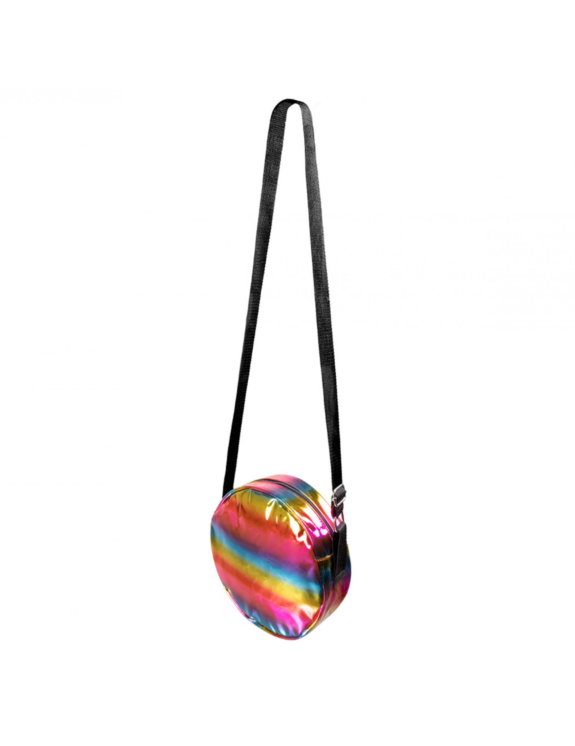Sac à bandoulière rond holographique arc-en-ciel