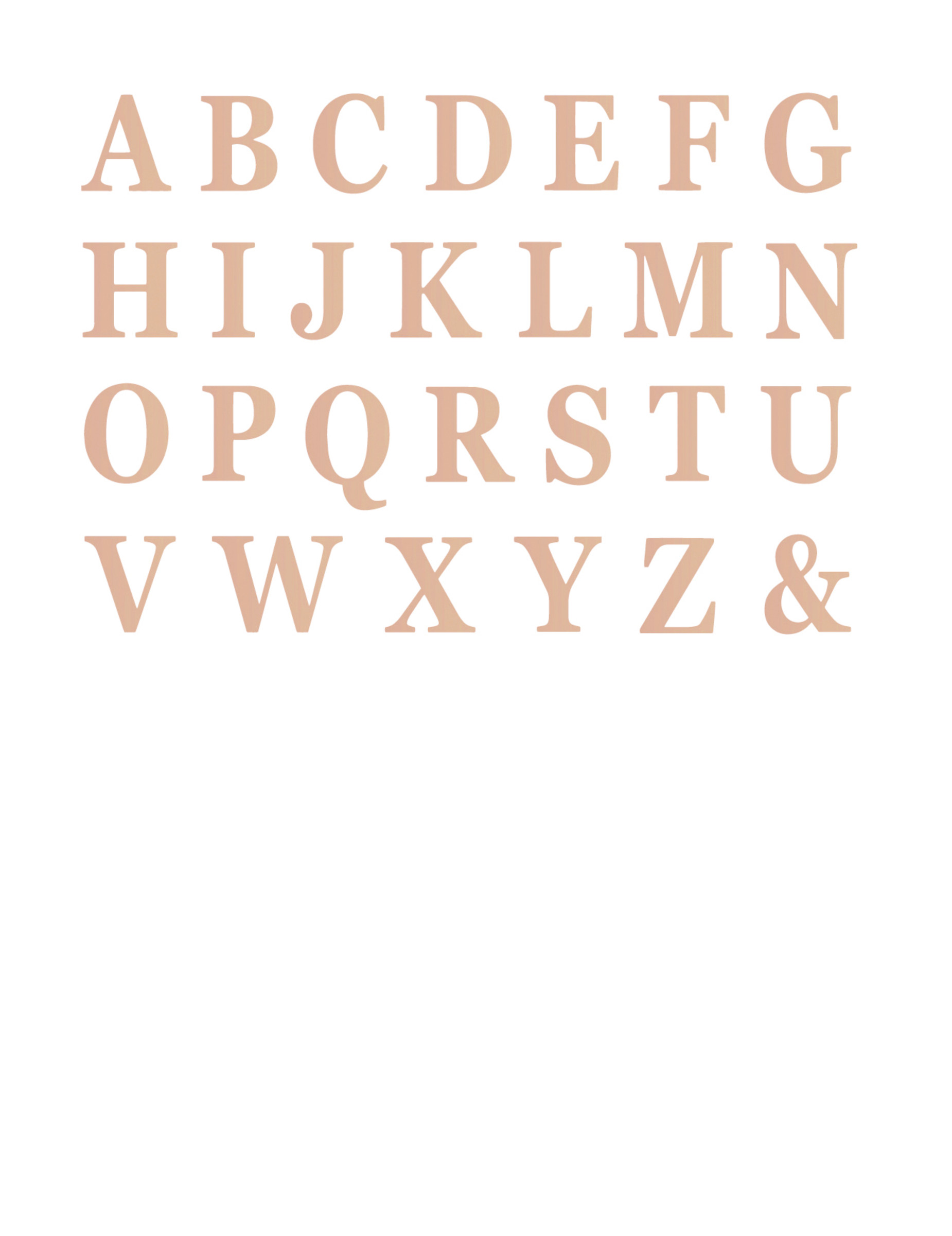 48 Lettres adhésives rose gold 13,5 cm