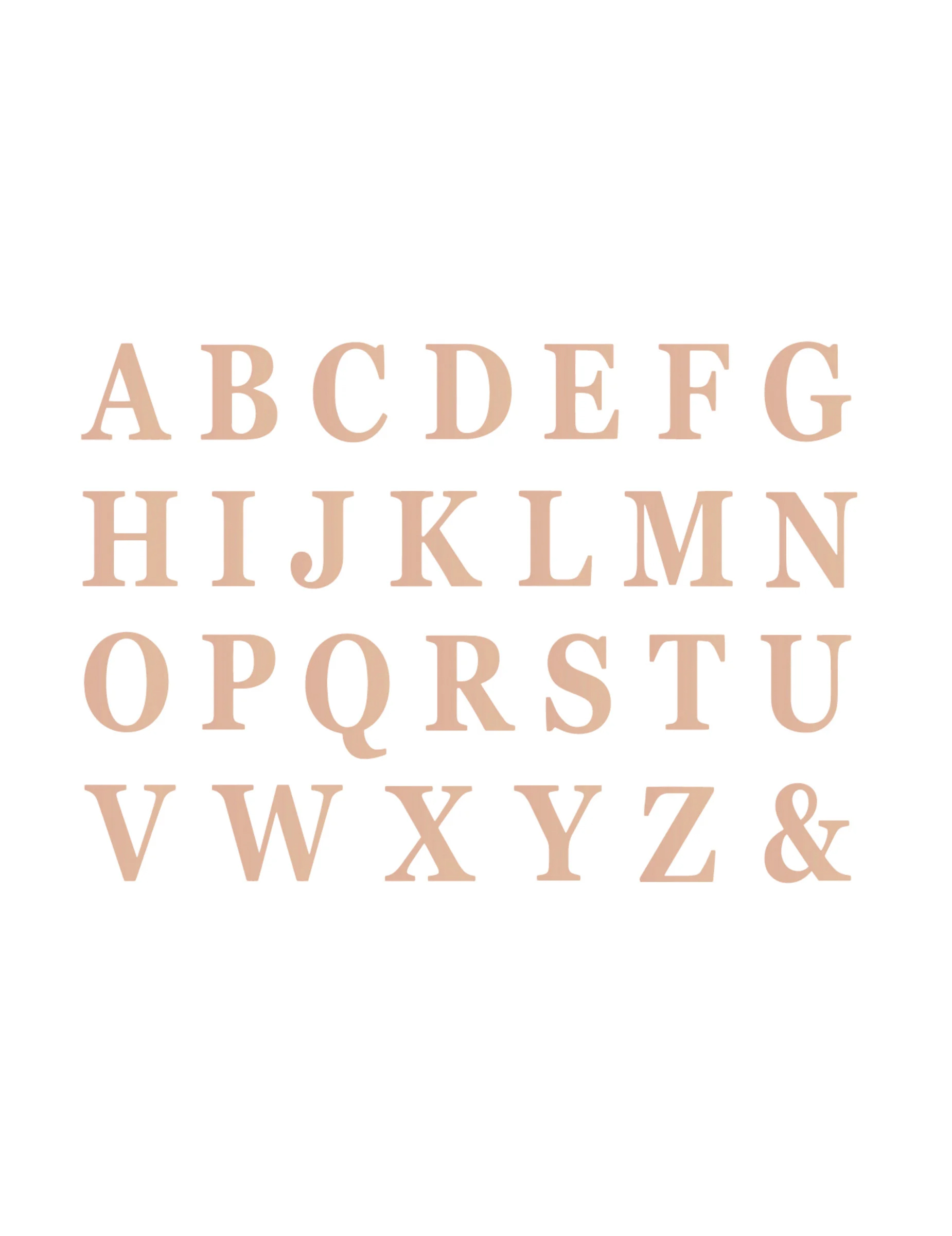 48 Lettres adhésives rose gold 13,5 cm