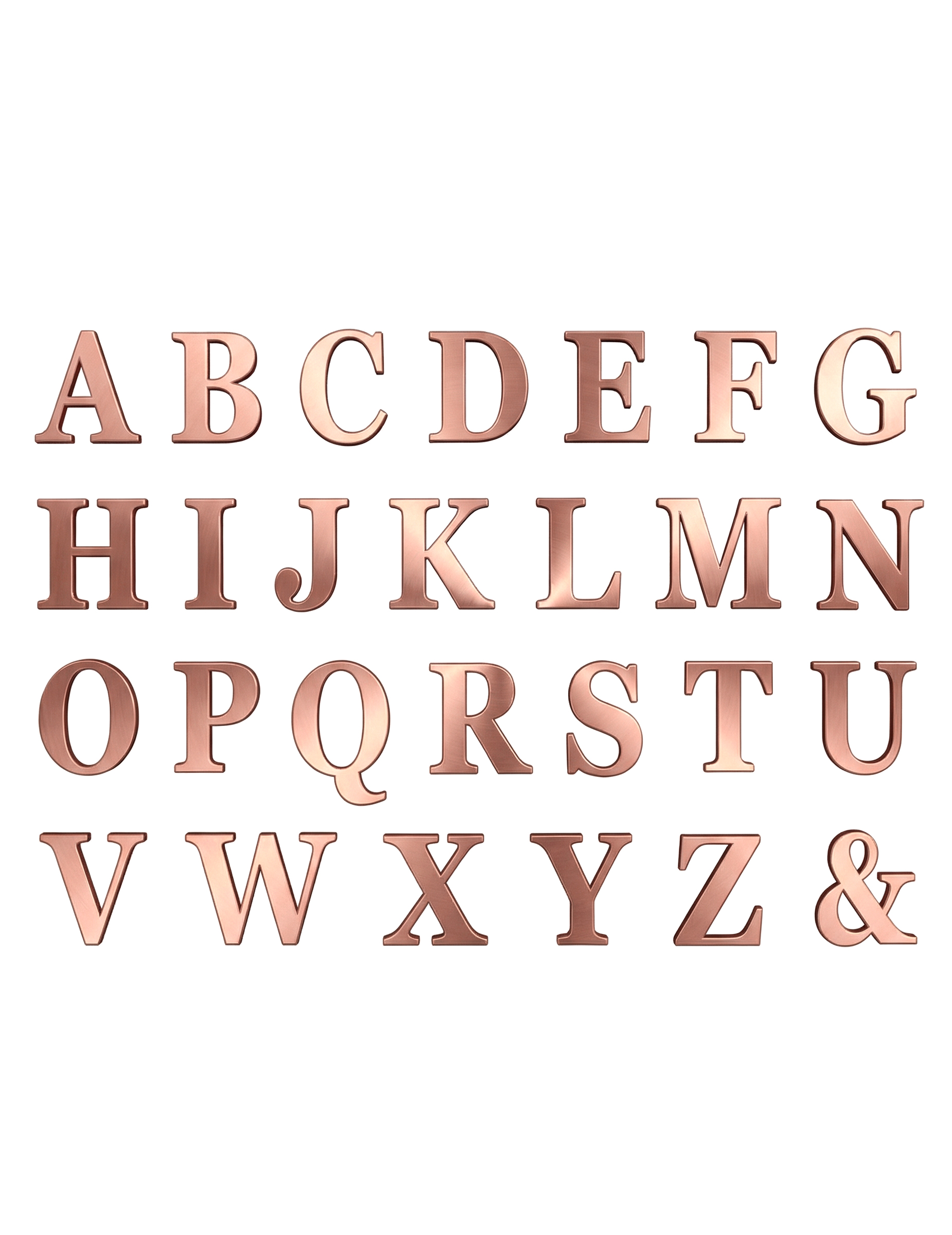48 Stickers lettres adhésives rose gold 13,5 cm