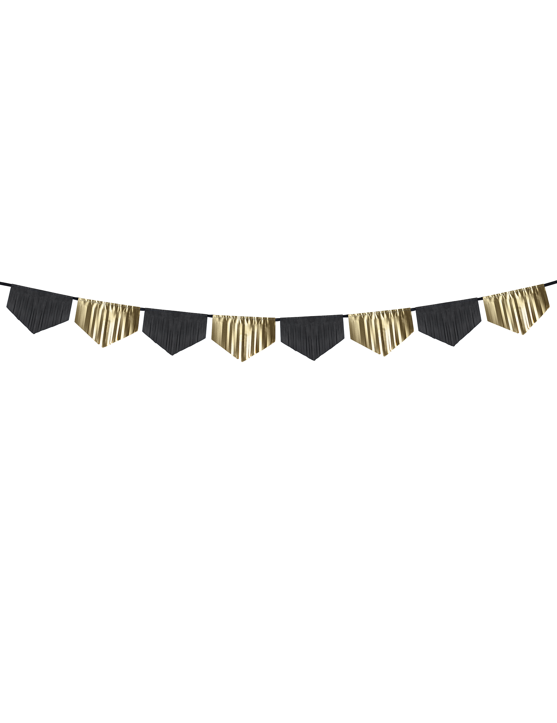 Guirlande en papier à franges noires et dorées 3 m