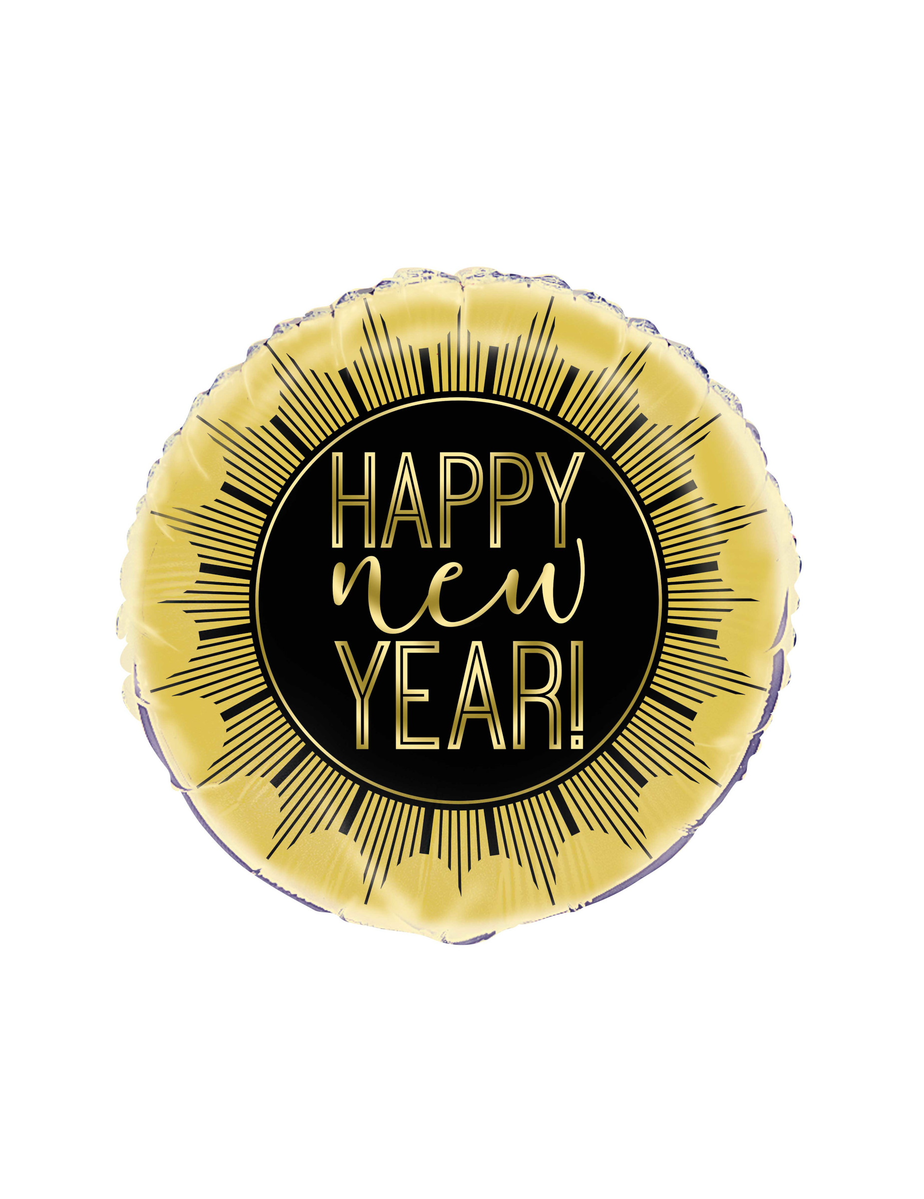 Ballon aluminium Happy New Year noir et or 45 cm