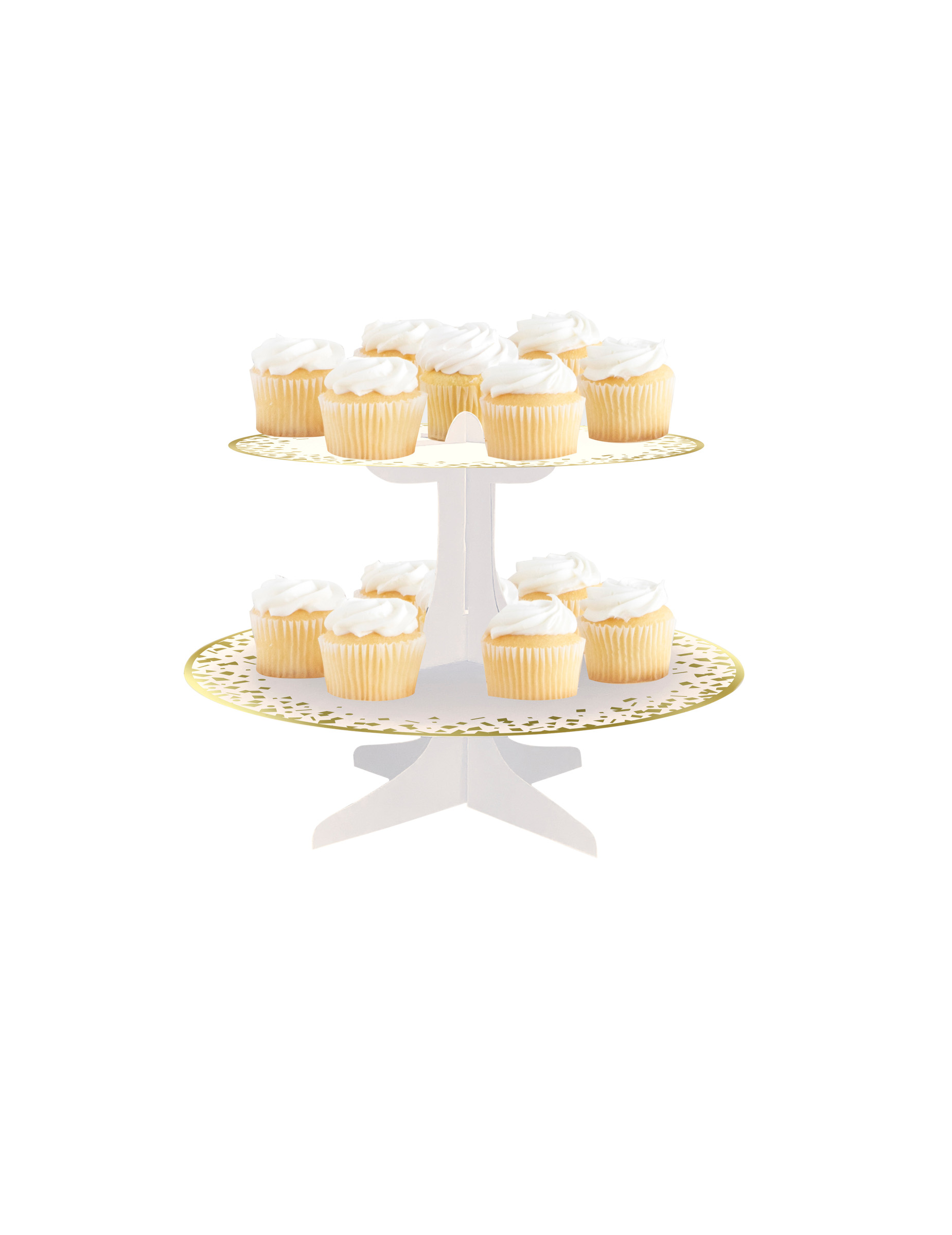 Présentoir à cupcake en carton blanc et or 31 x 24 cm