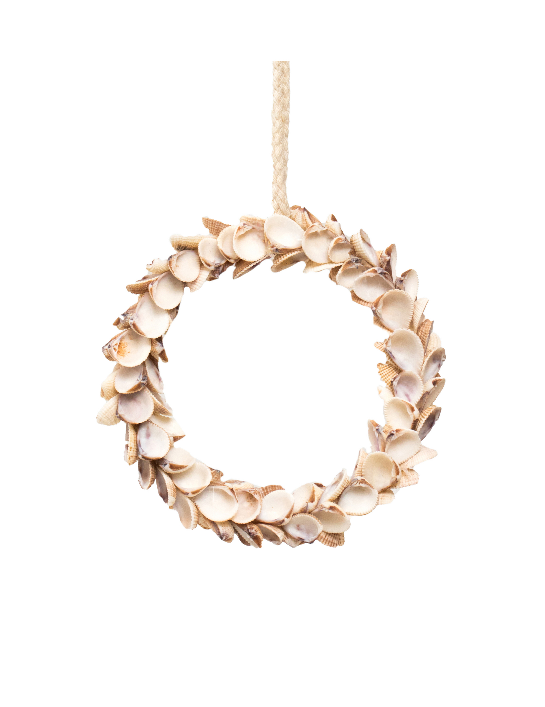 Suspension couronne de coquillages blancs 12 cm