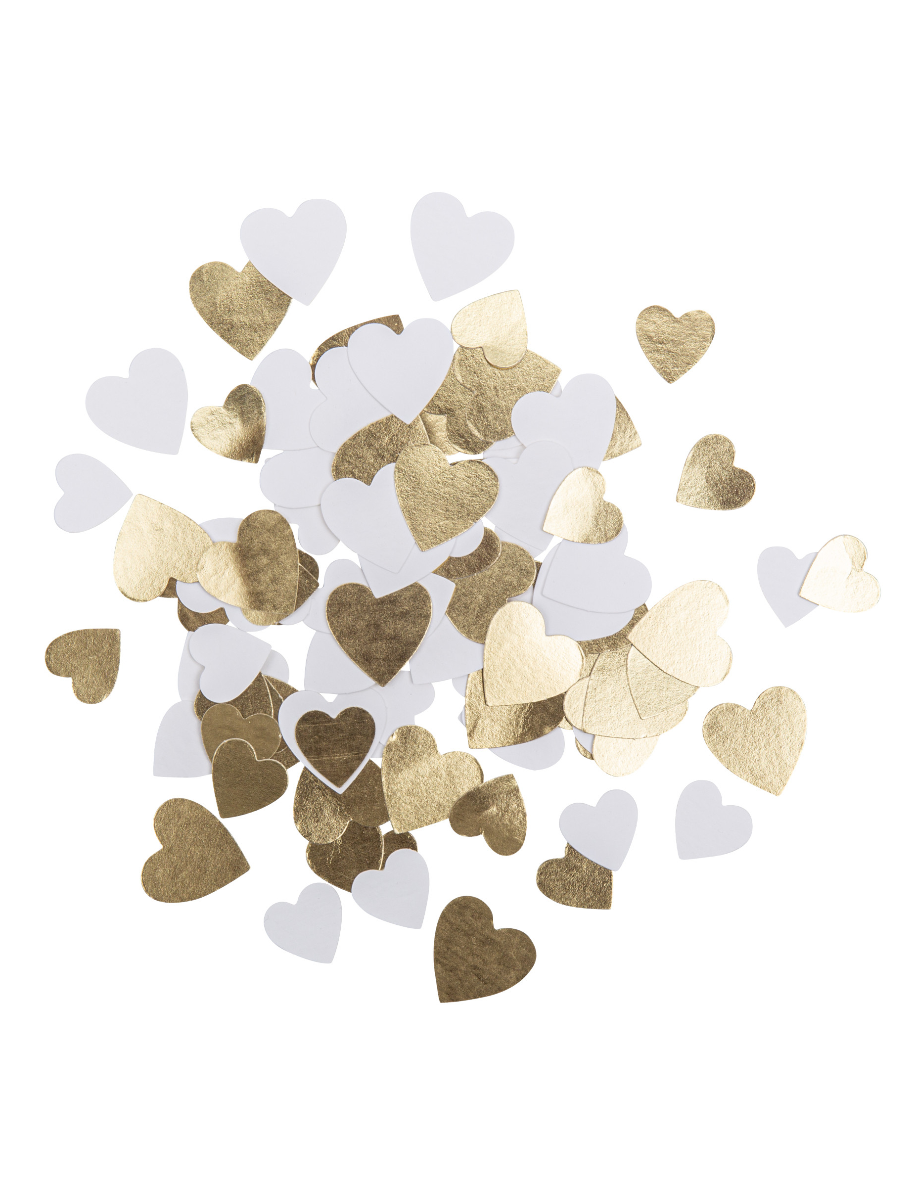 100 Confettis en papier petits c urs blancs et dorés 1,5 cm