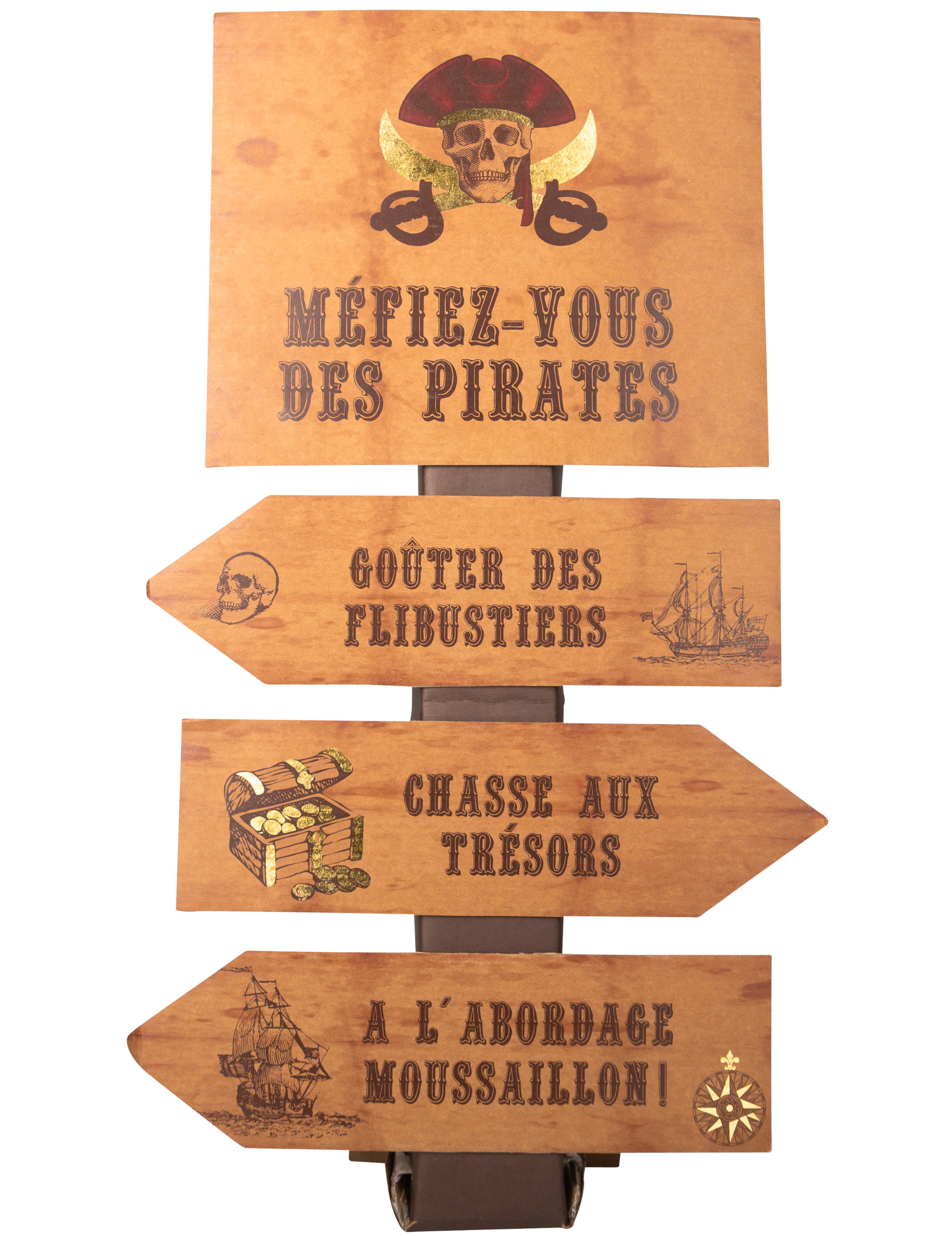 Panneau flèches directionnelles pirate kraft 75 x 40 cm