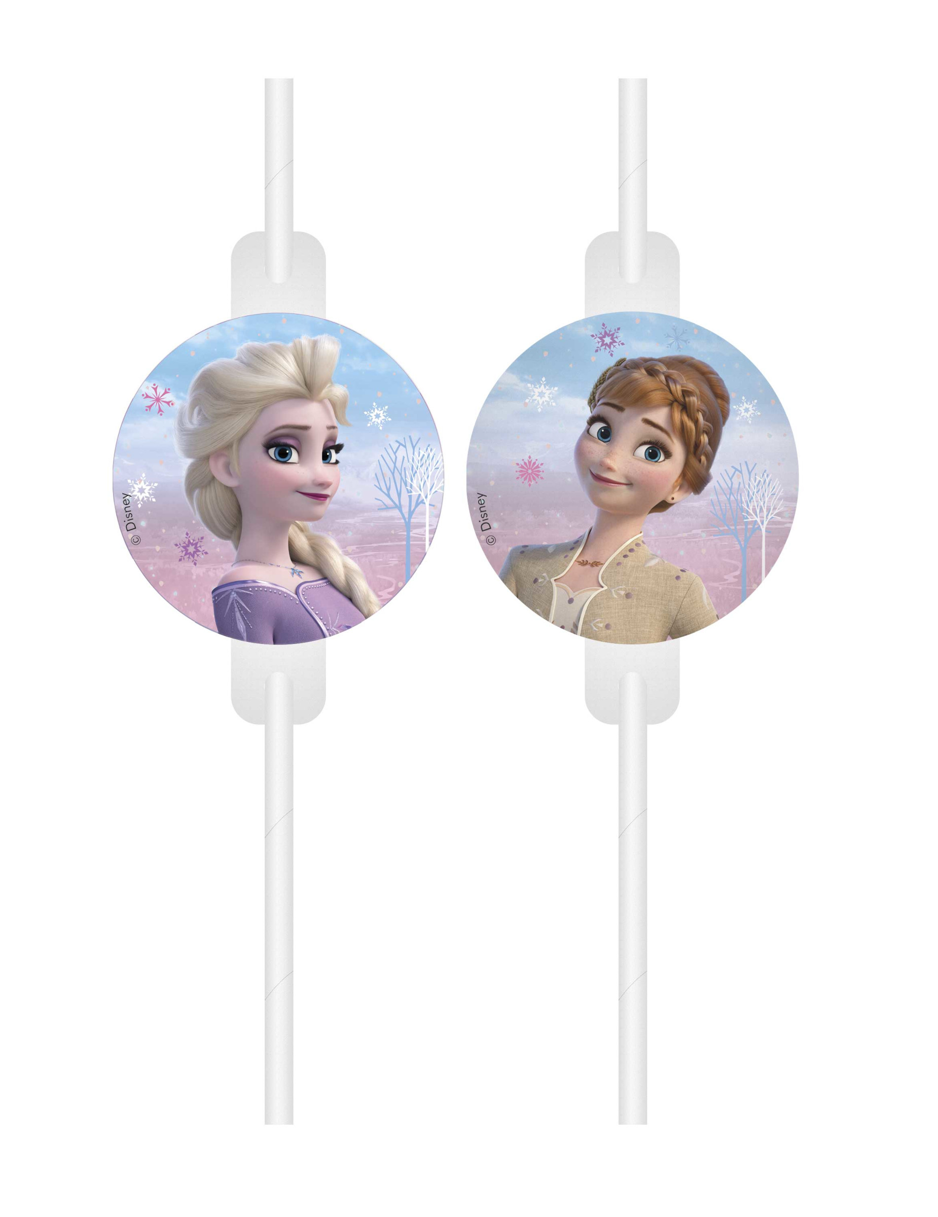4 Pailles médaillon La Reine des Neiges