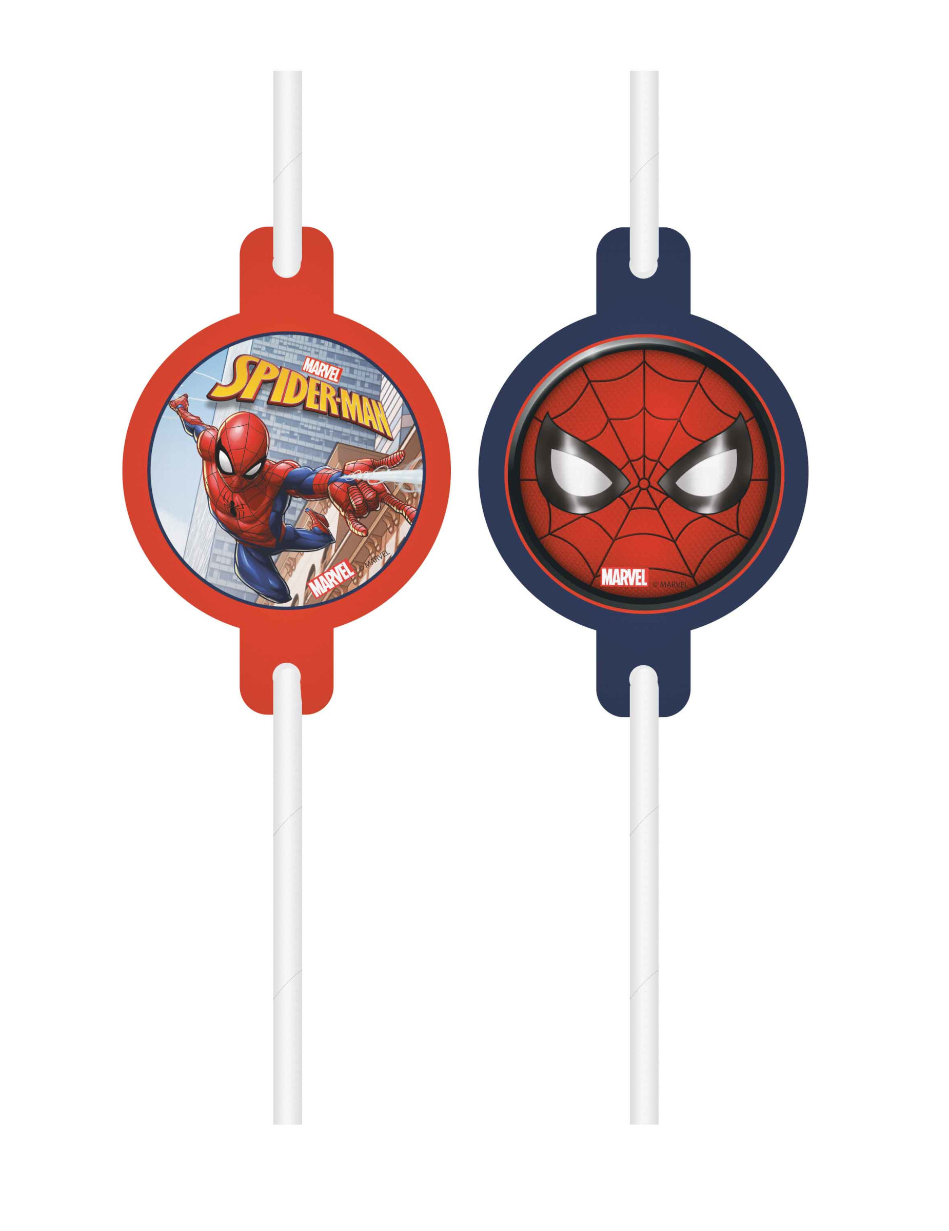 4 Pailles médaillon Spiderman Fighter