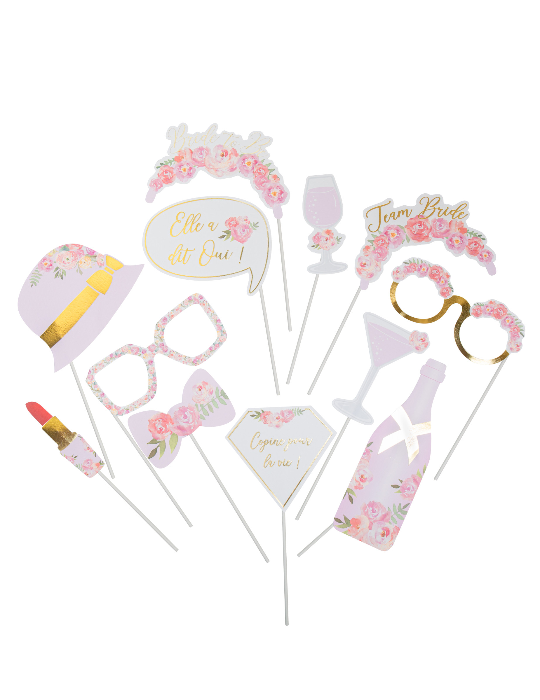 Kit photobooth 12 accessoires EVJF Fleuri