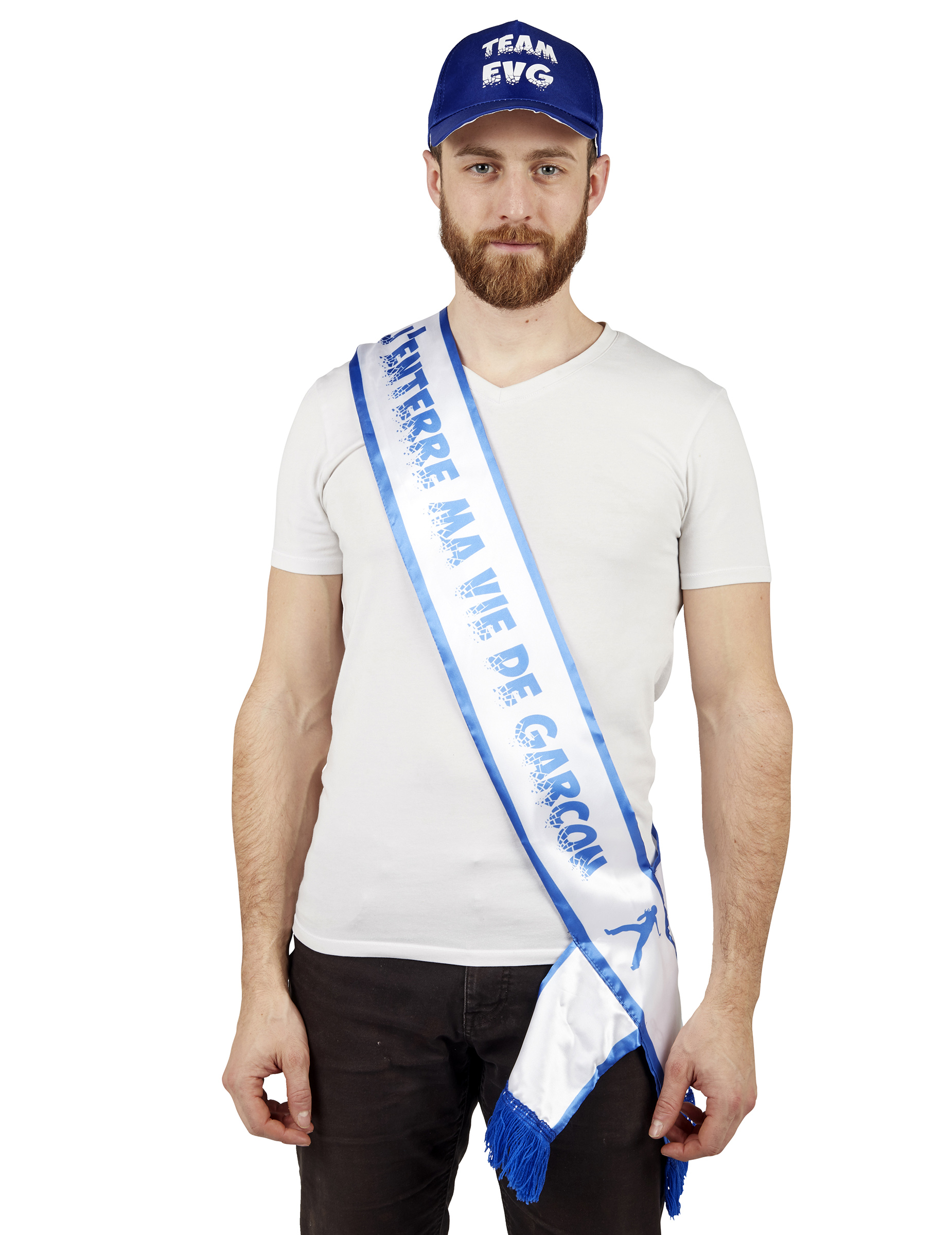 Echarpe bleue J'enterre ma vie de garçon