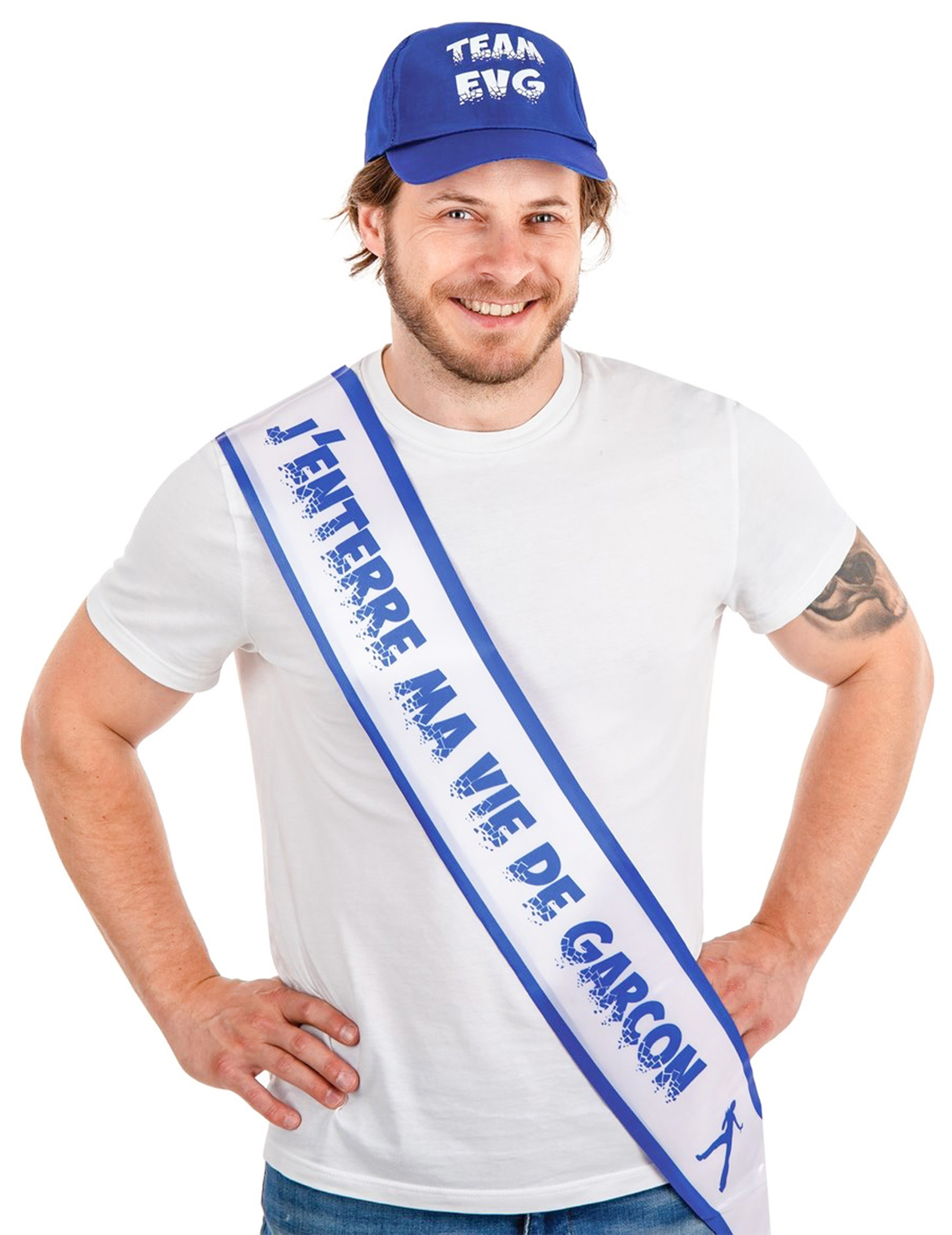 Echarpe bleue J'enterre ma vie de garçon