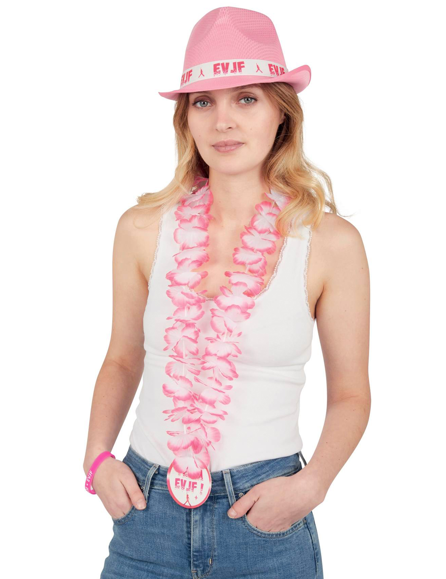 Collier à fleurs roses EVJF