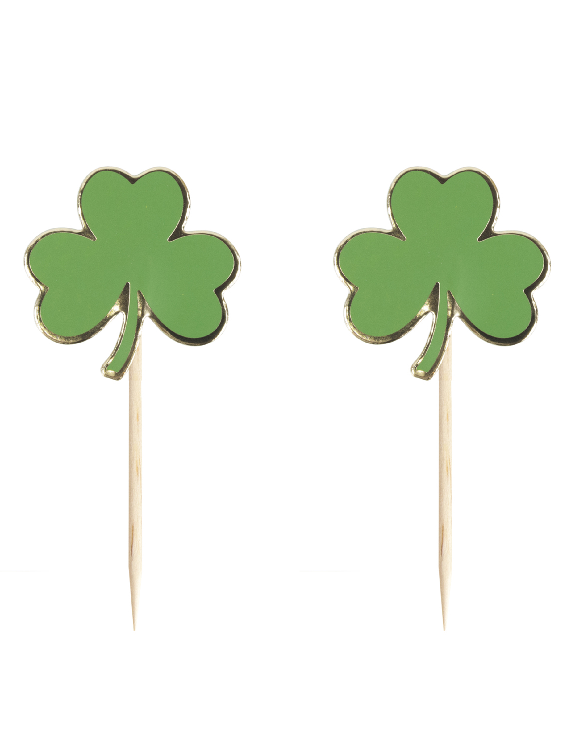 10 Pics en bois trèfle Saint Patrick 8 x 5 cm