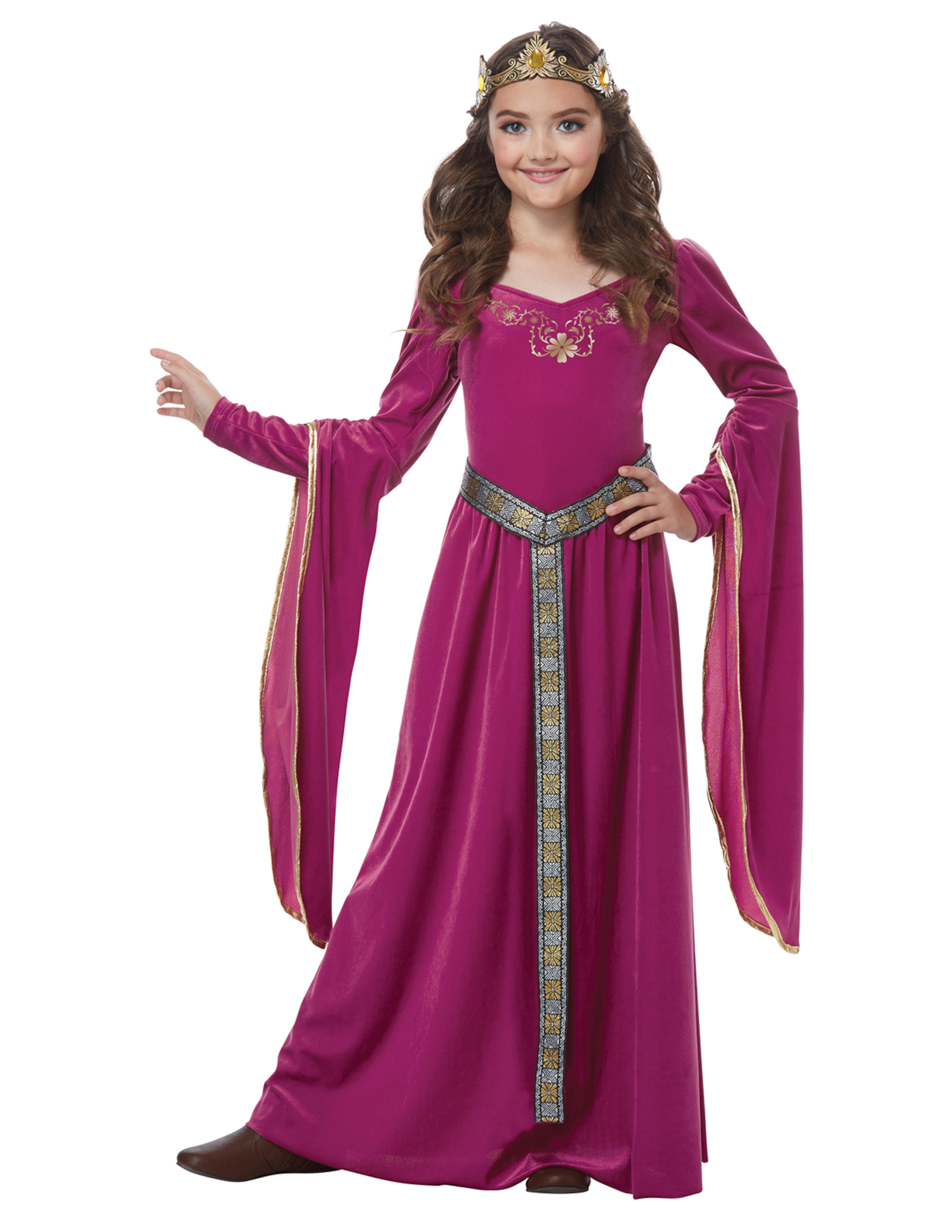 Déguisement princesse médiévale velours rose fille