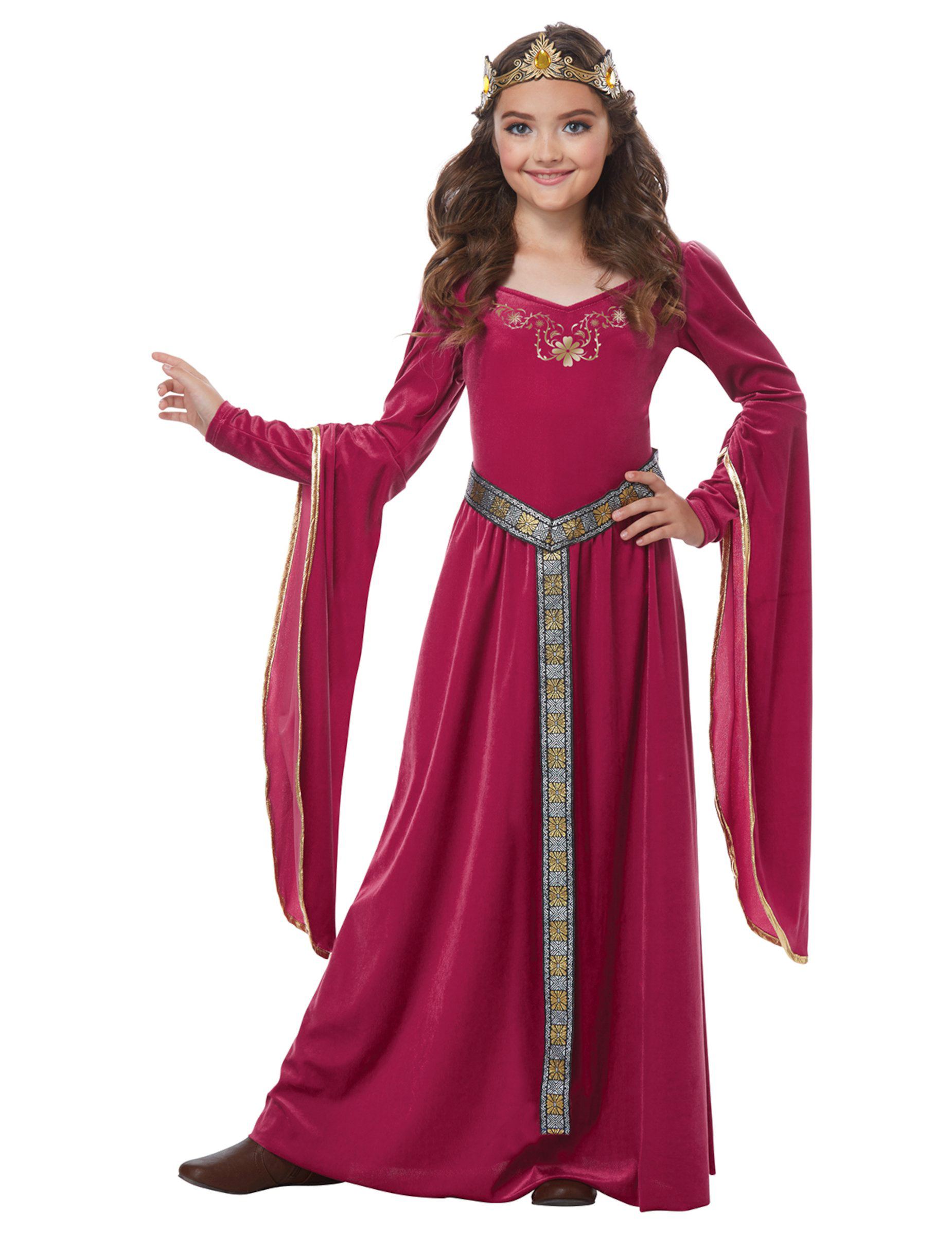Déguisement princesse médiévale velours rose fille
