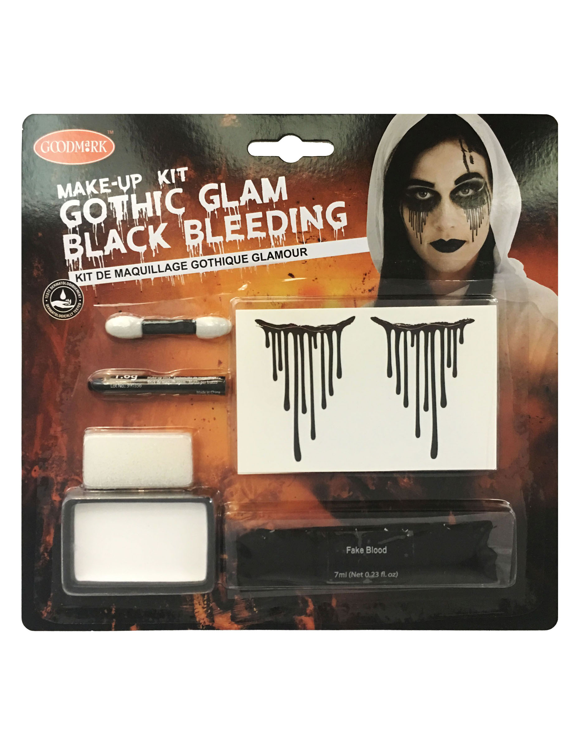 Kit maquillage gothique sanglant noir adulte