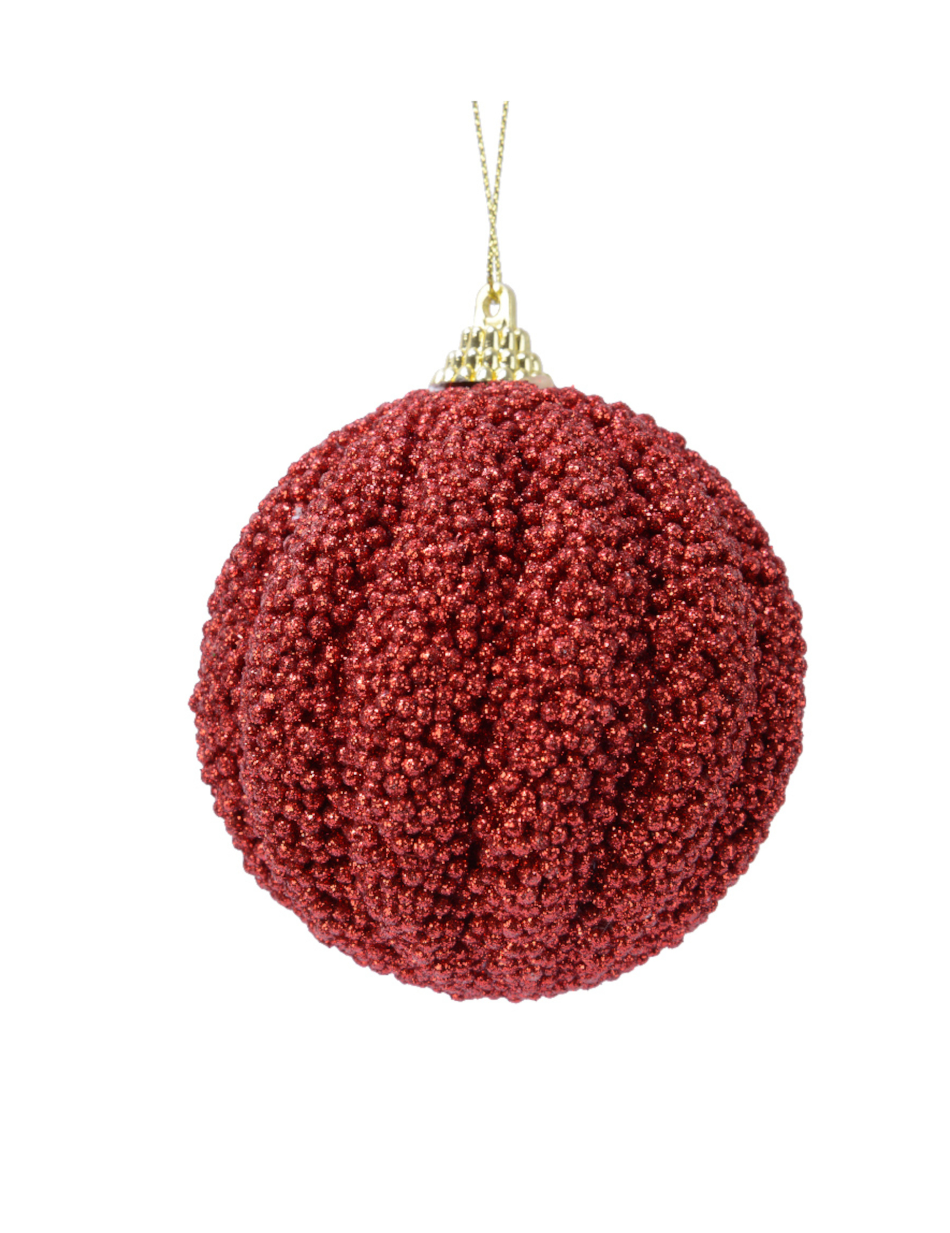 Boule pour sapin rouge avec pailettes 8 cm
