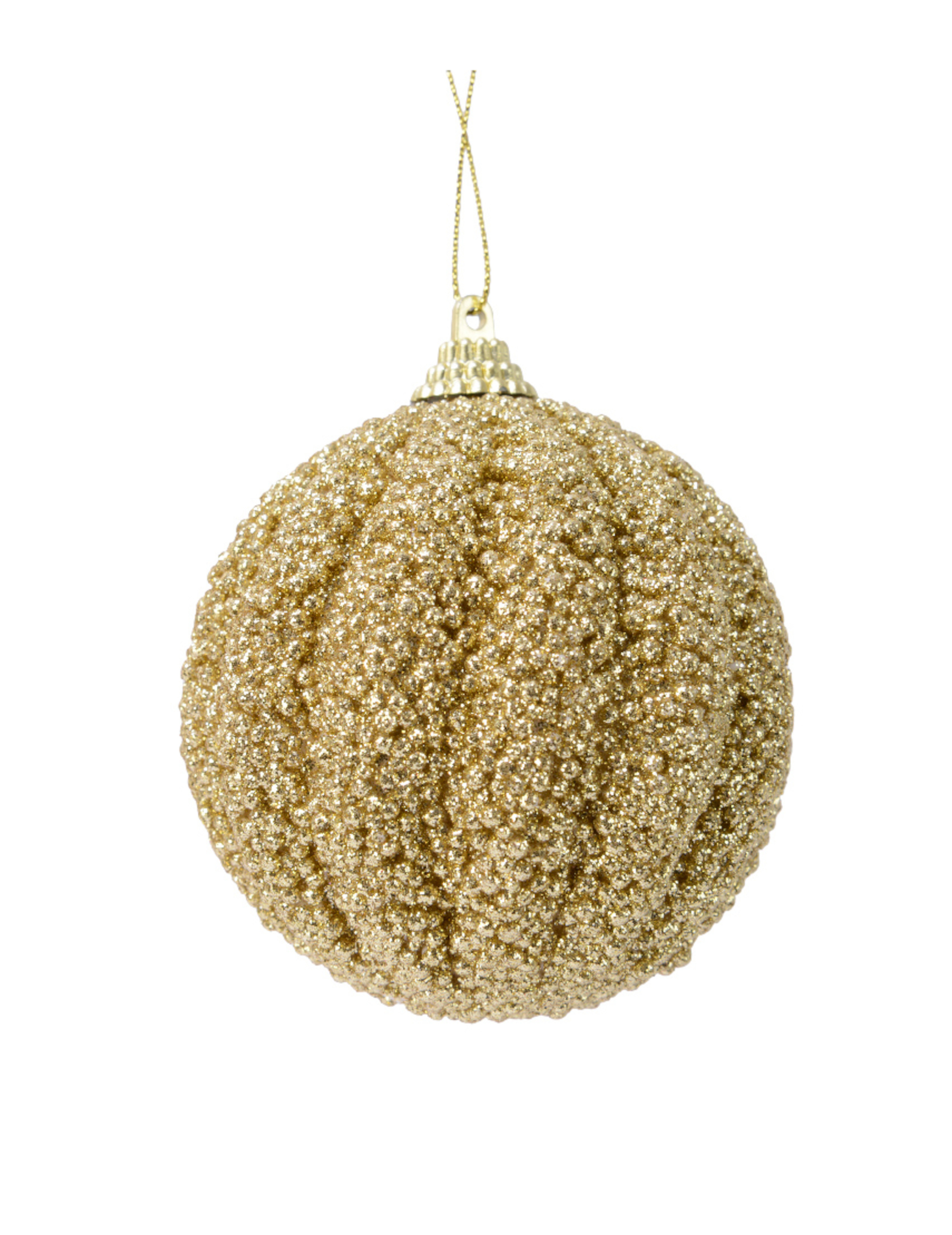 Boule pour sapin dorée avec paillettes 8 cm