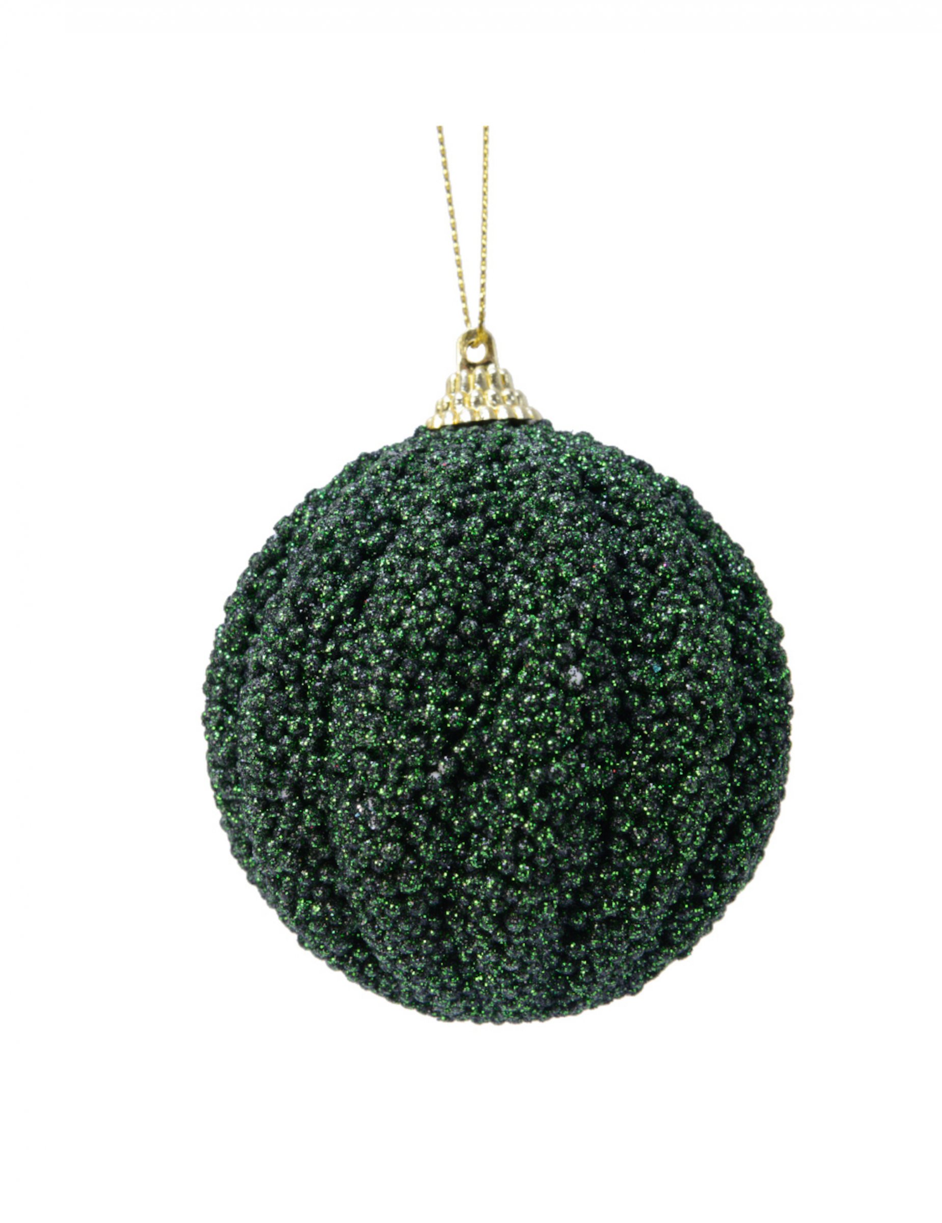 Boule pour sapin verte avec pailettes 8 cm