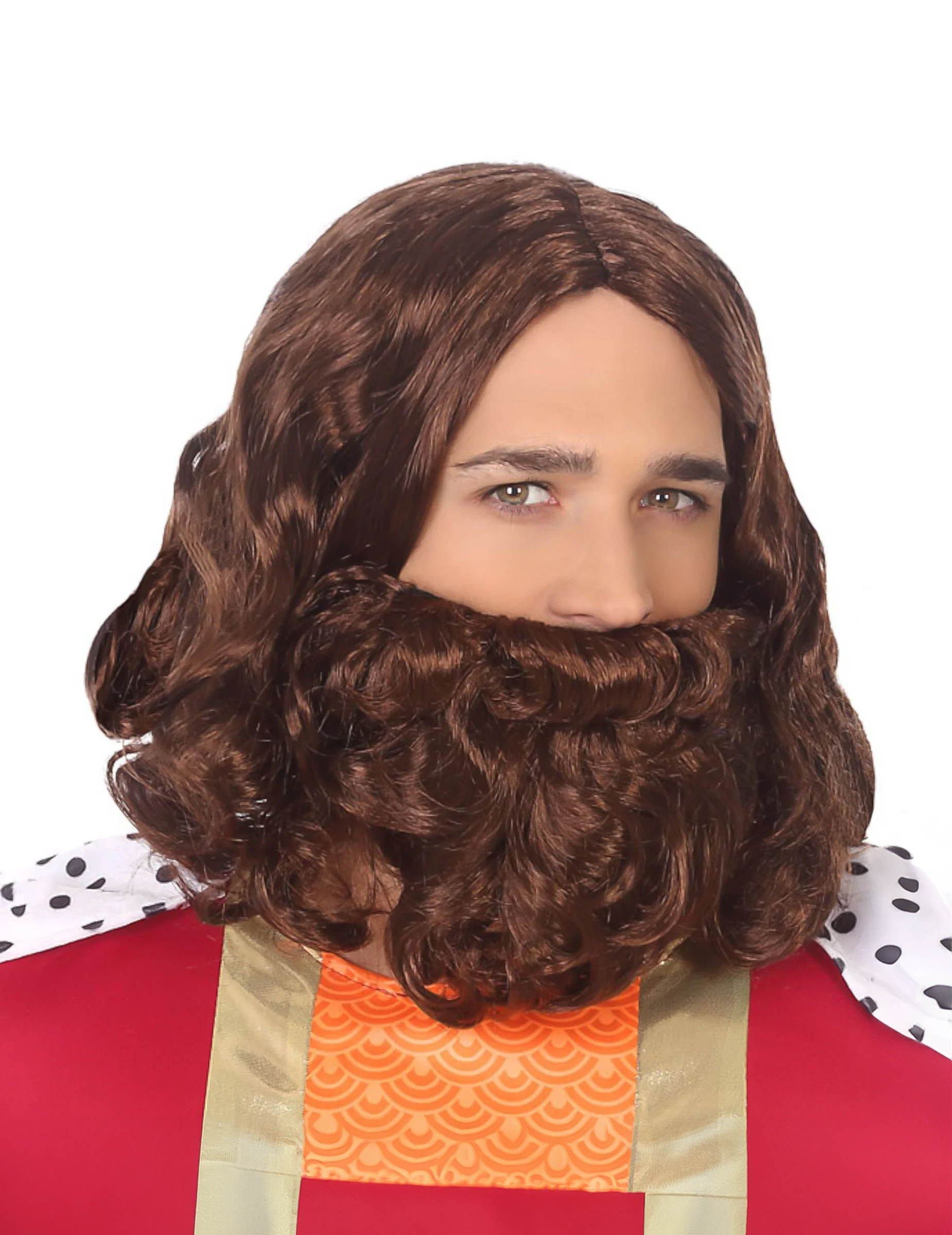 Perruque et barbe châtain Jesus adulte