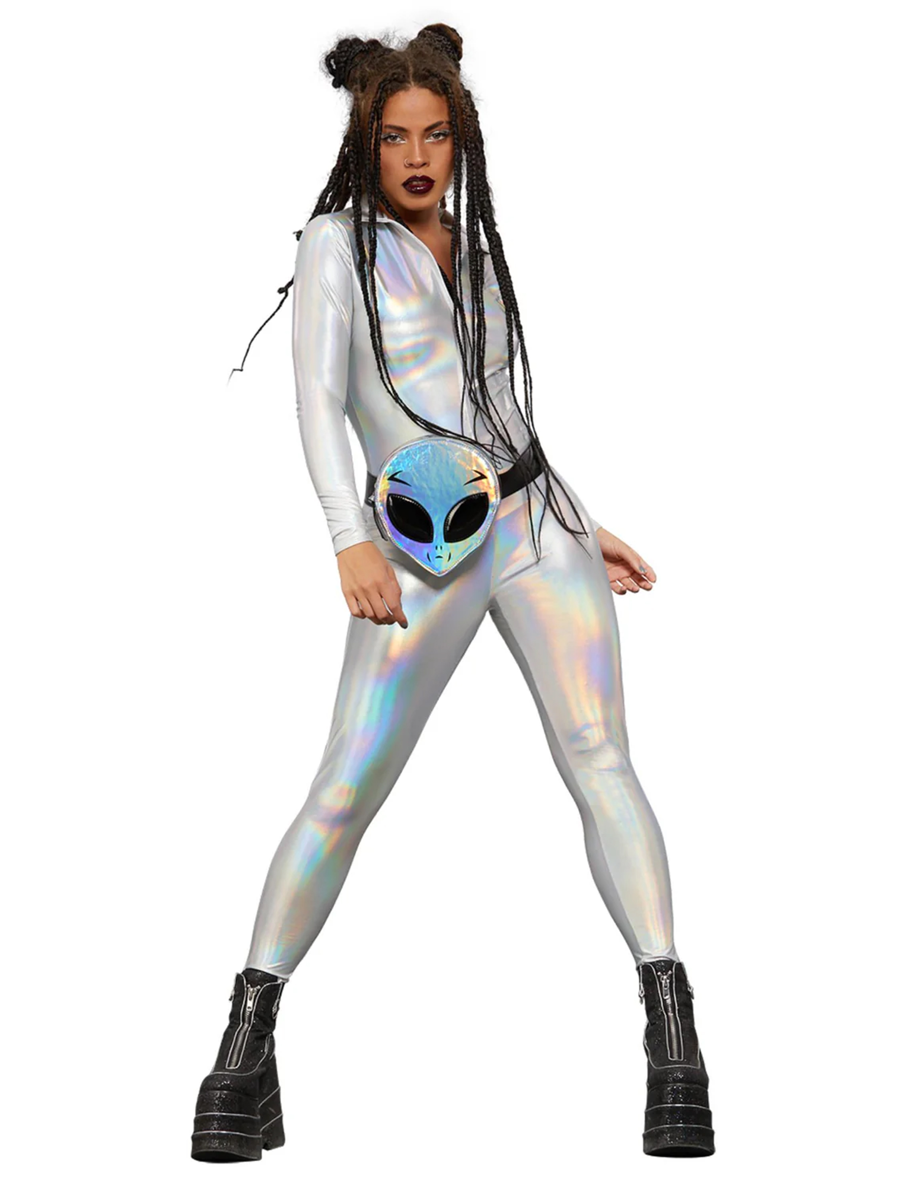 Combinaison holographique brillante femme