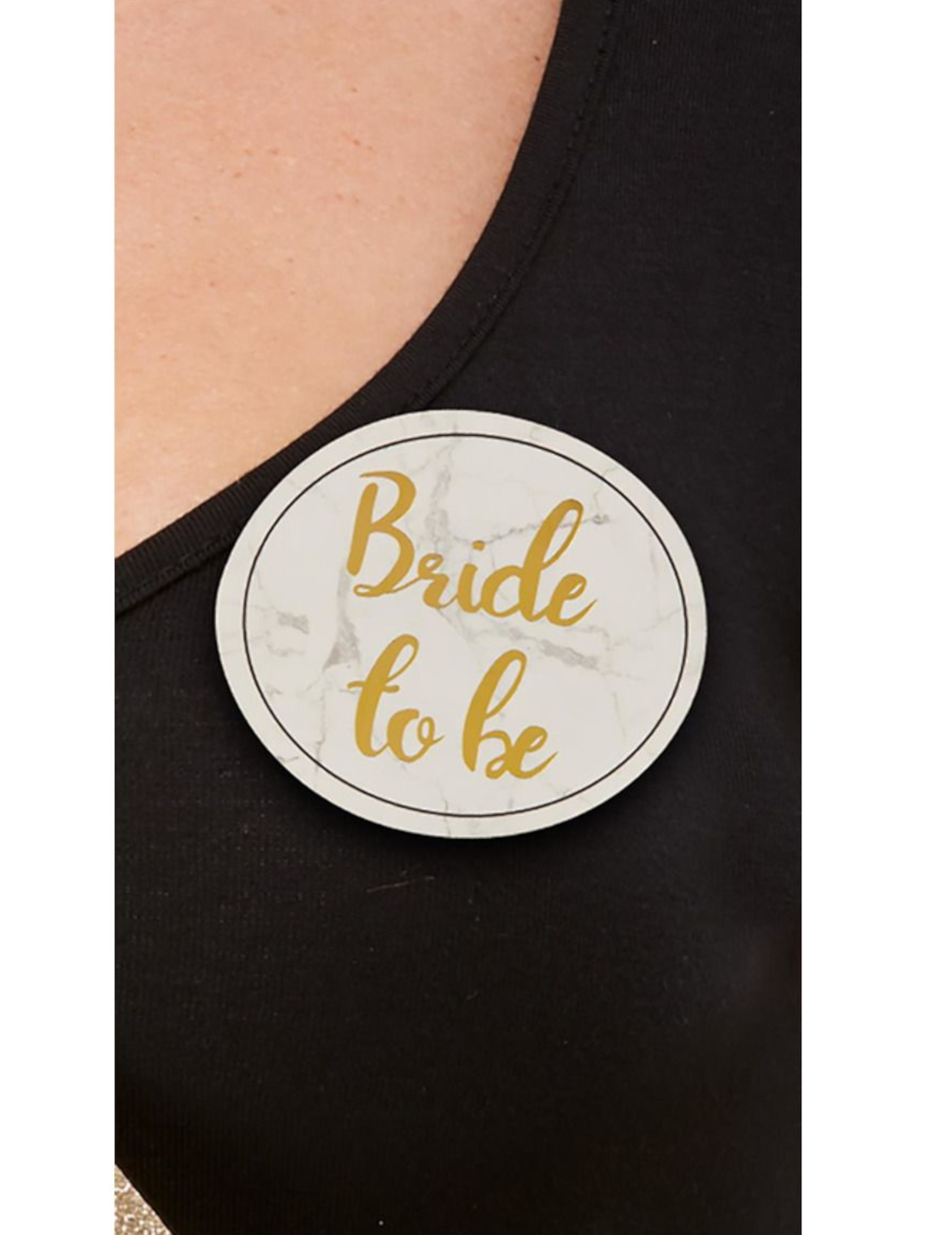 Lot de 5 badges pour EVJF blanc et or