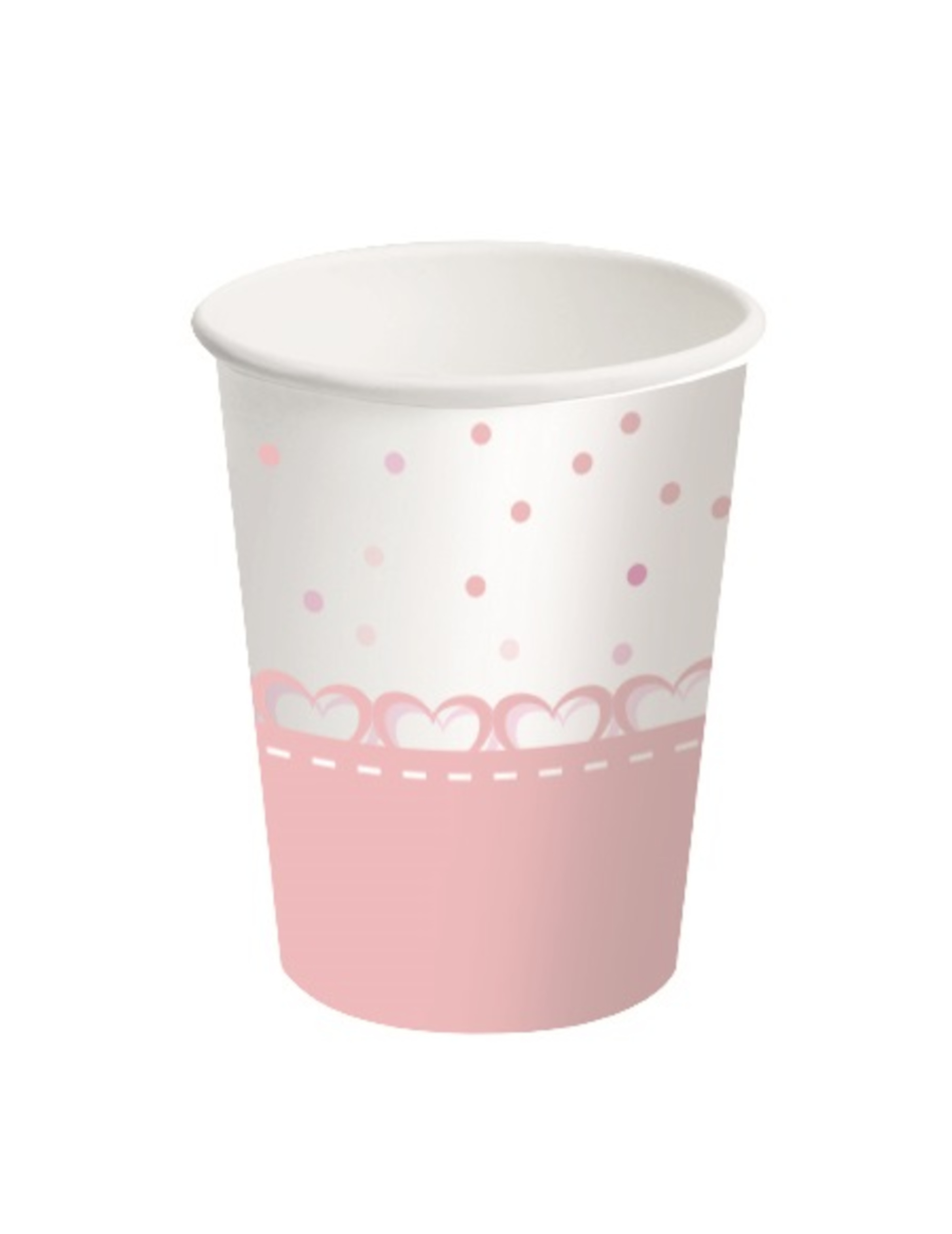 8 Gobelets en carton c urs roses 250 ml