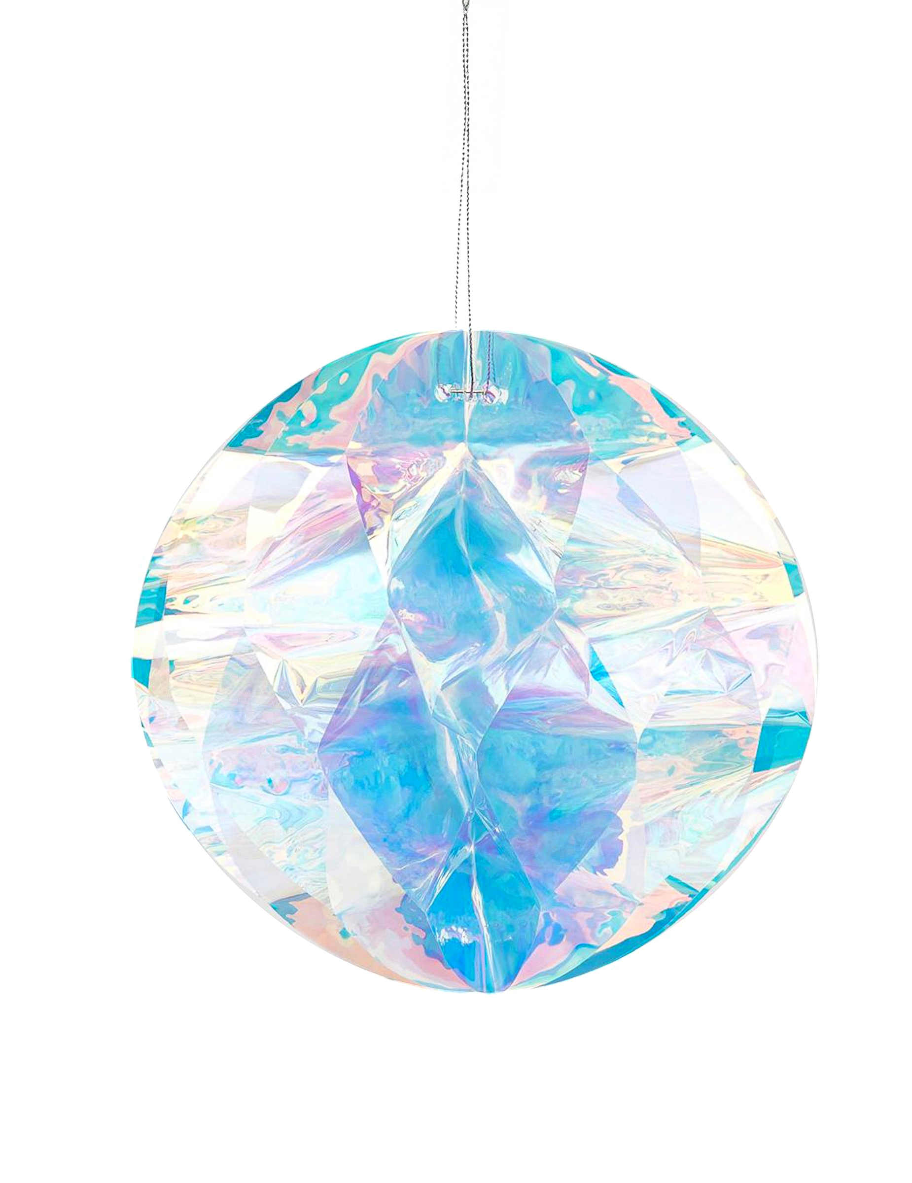 Boule à suspendre origami diamant irisé 20 cm