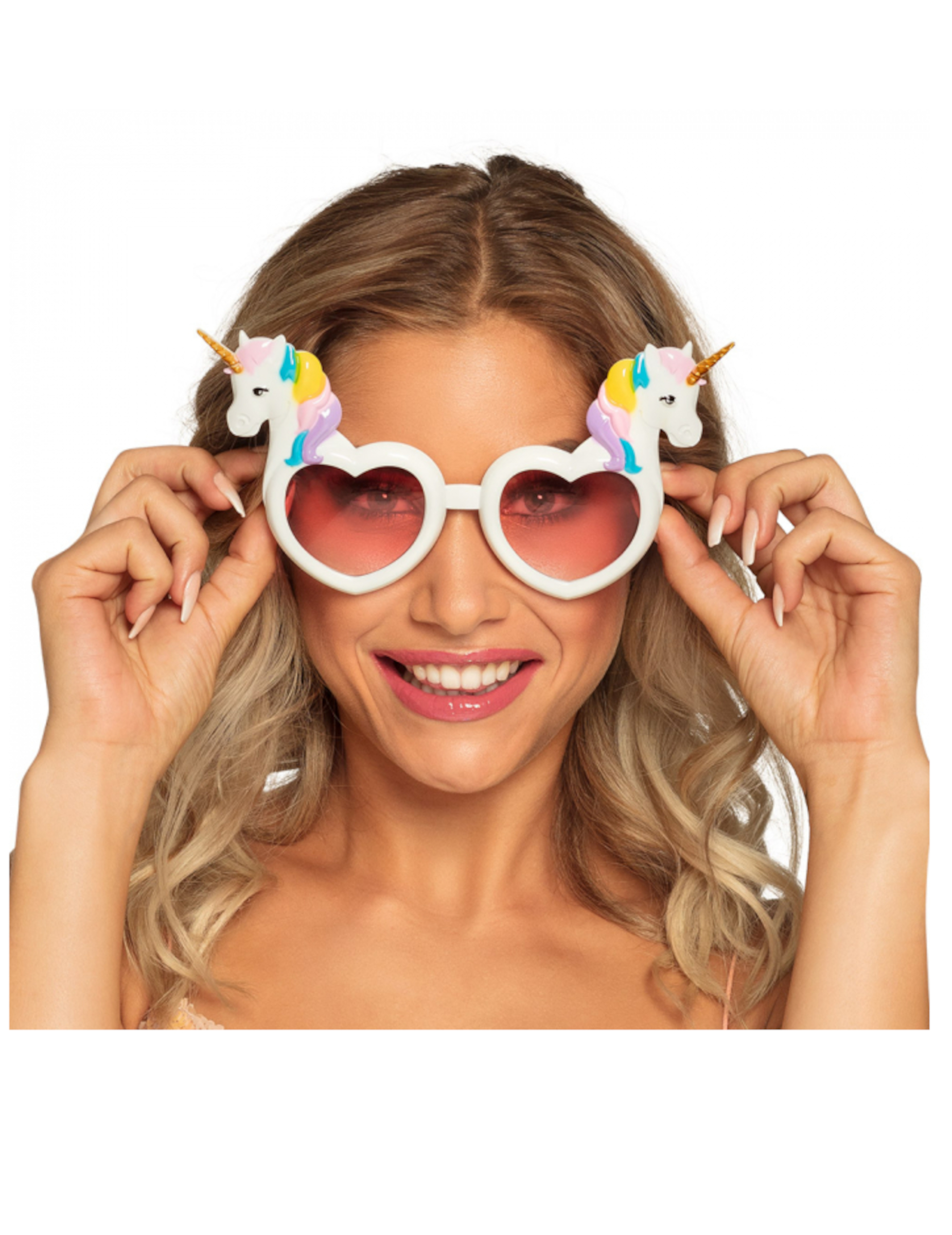 Lunettes coeurs blanches avec licornes adulte
