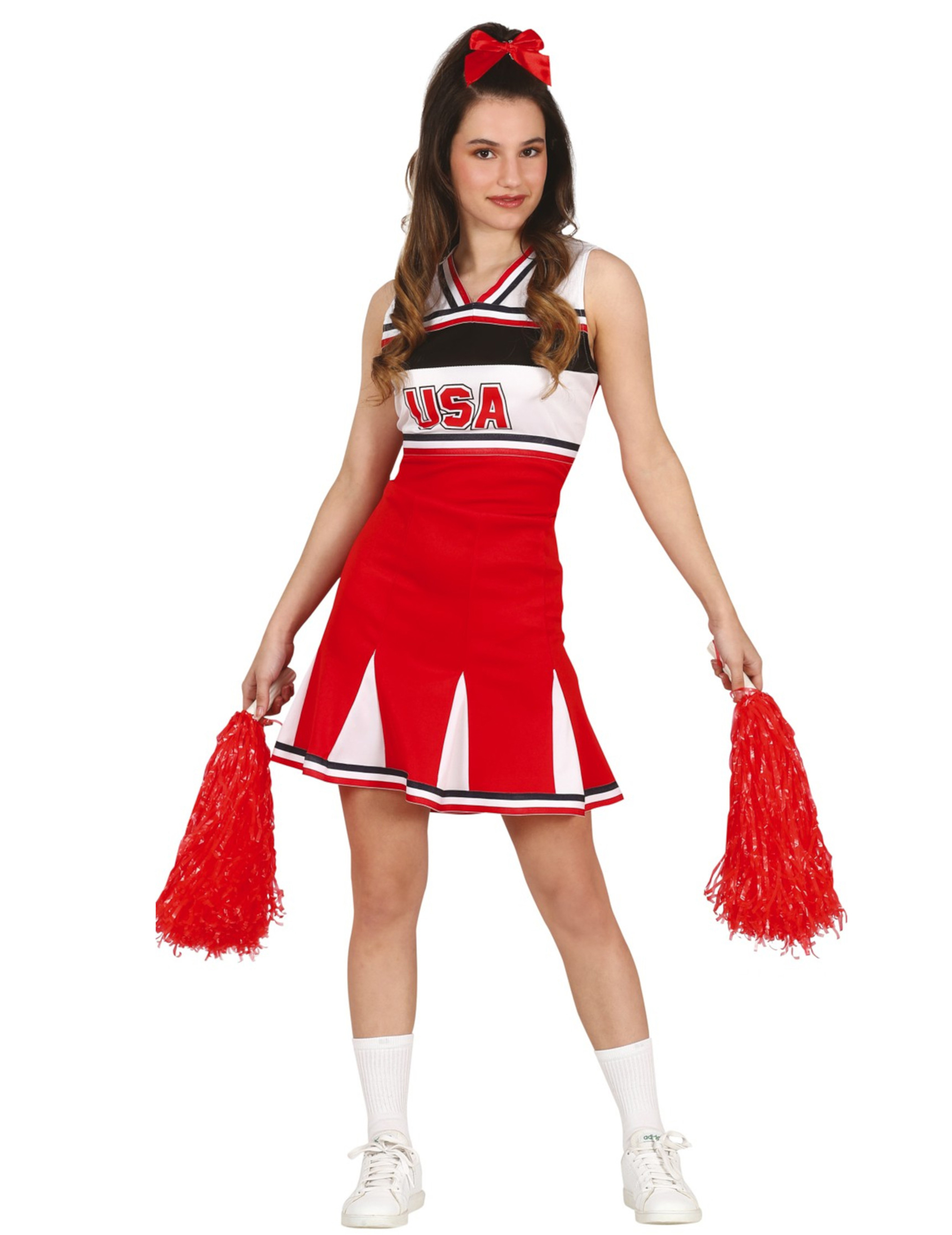Déguisement pompom girl rouge adolescente