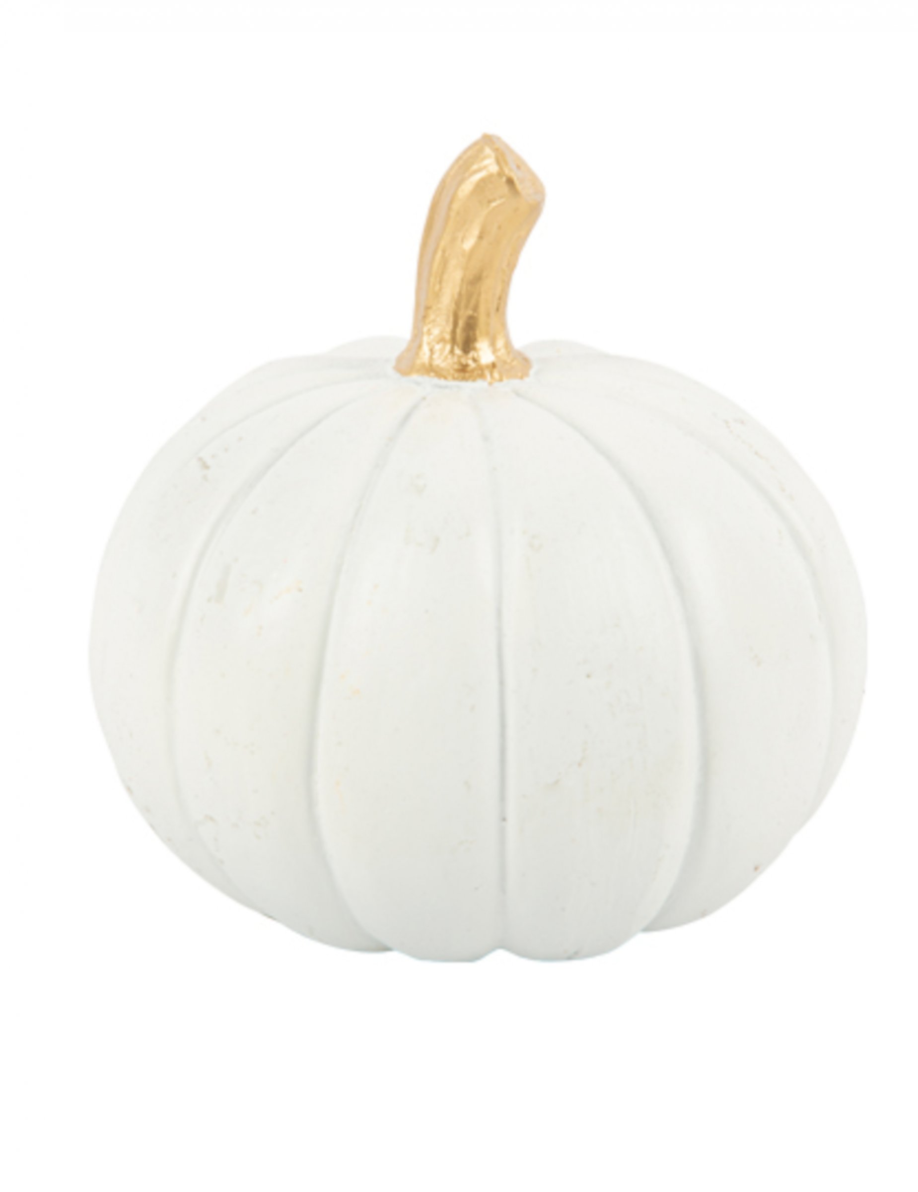 Citrouille en plastique blanche et or 11 cm