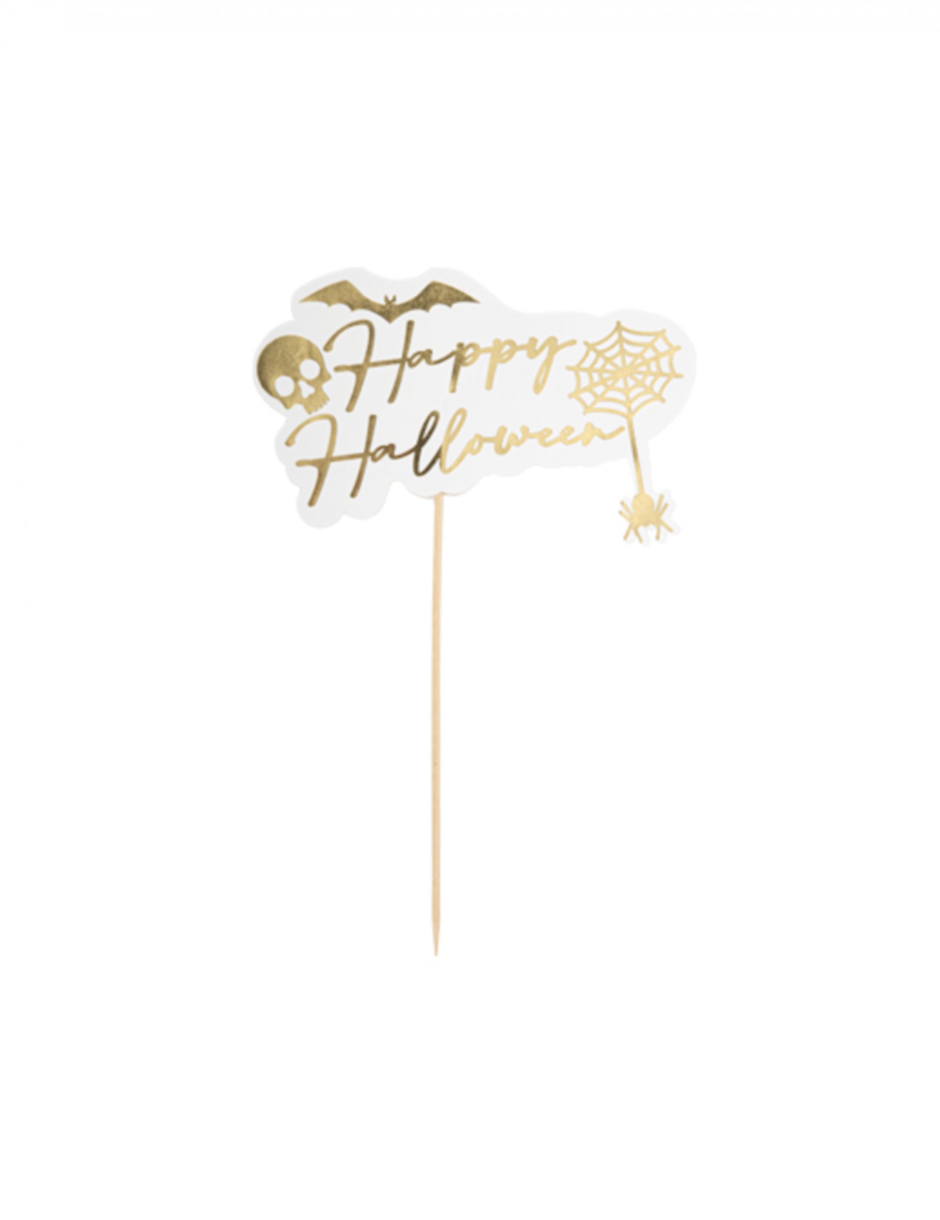 Pic Happy Halloween blanc et or 16 x 25 cm