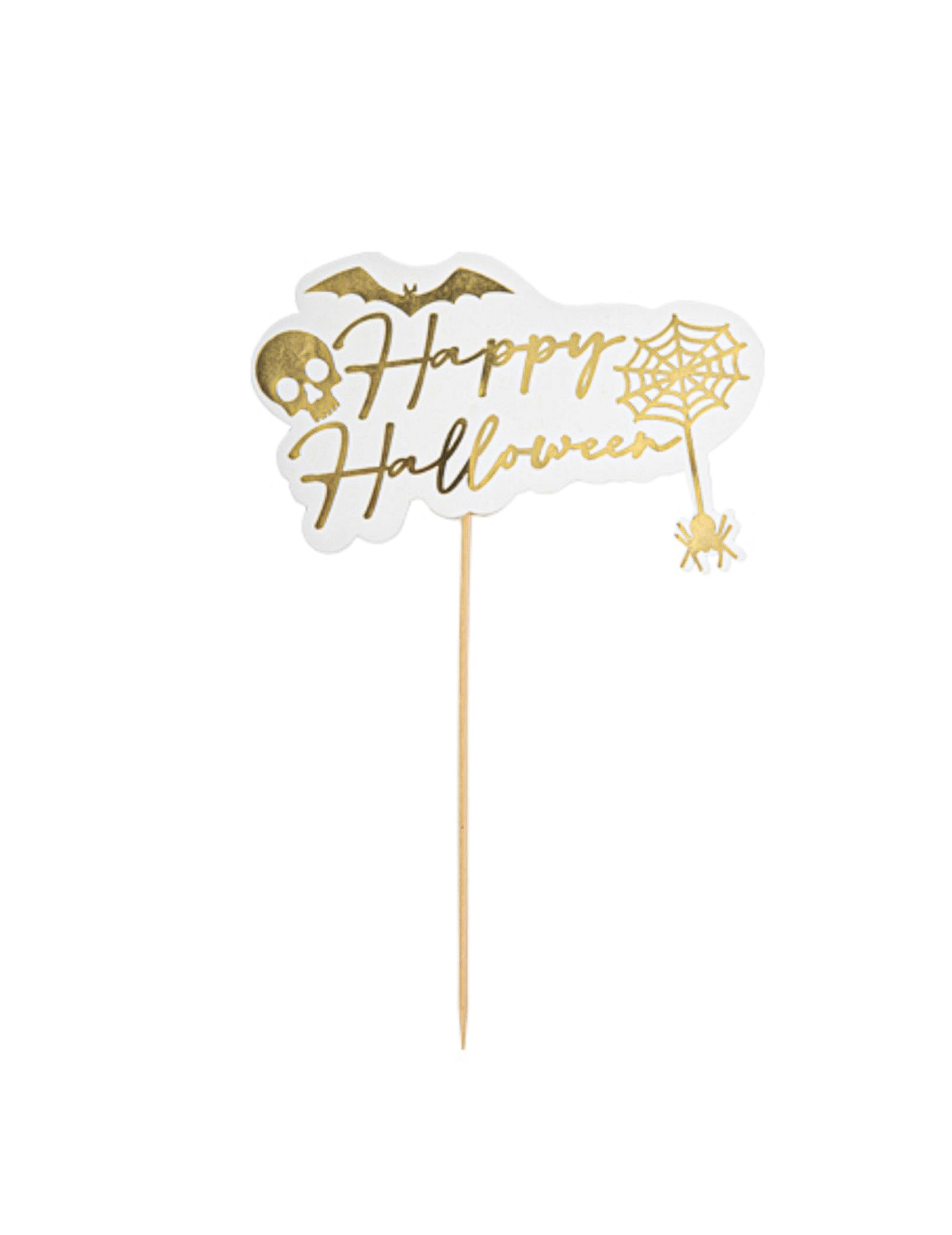 Pic Happy Halloween blanc et or 16 x 25 cm